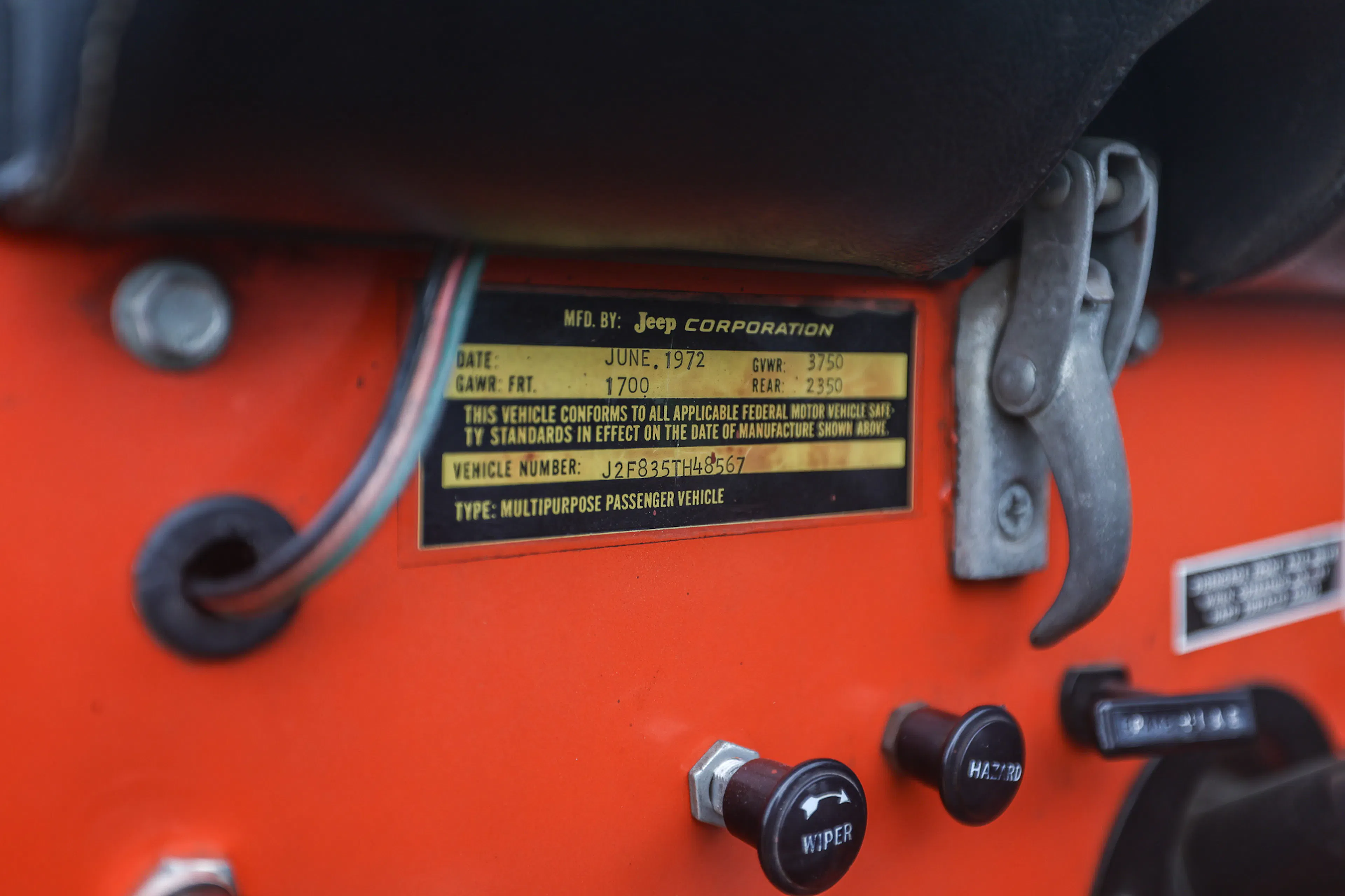1973 Jeep CJ-5 Renegade dash decal 2