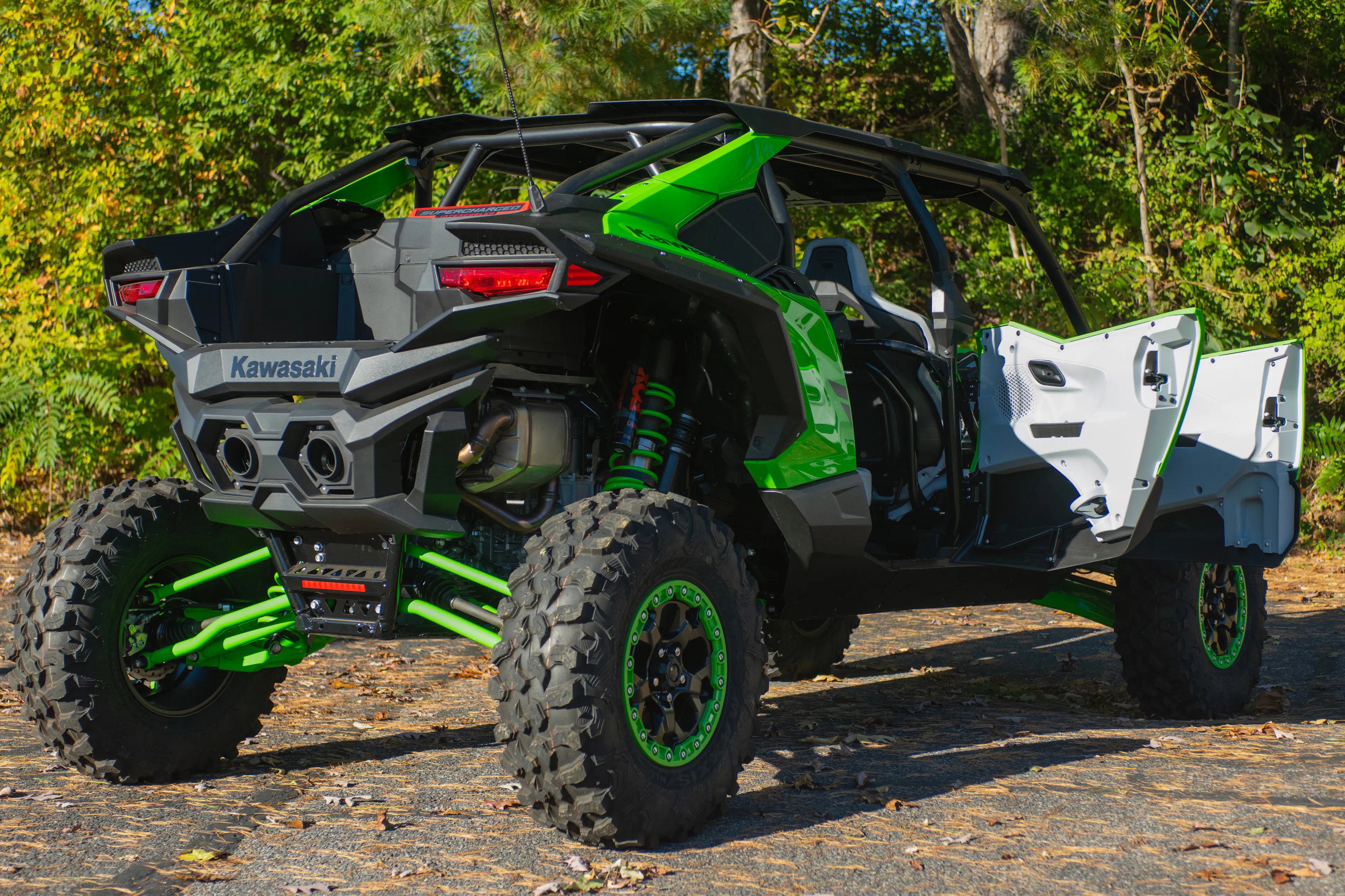 2026 Kawasaki Teryx5 H2 Deluxe passenger rear 3/4 doors open mane