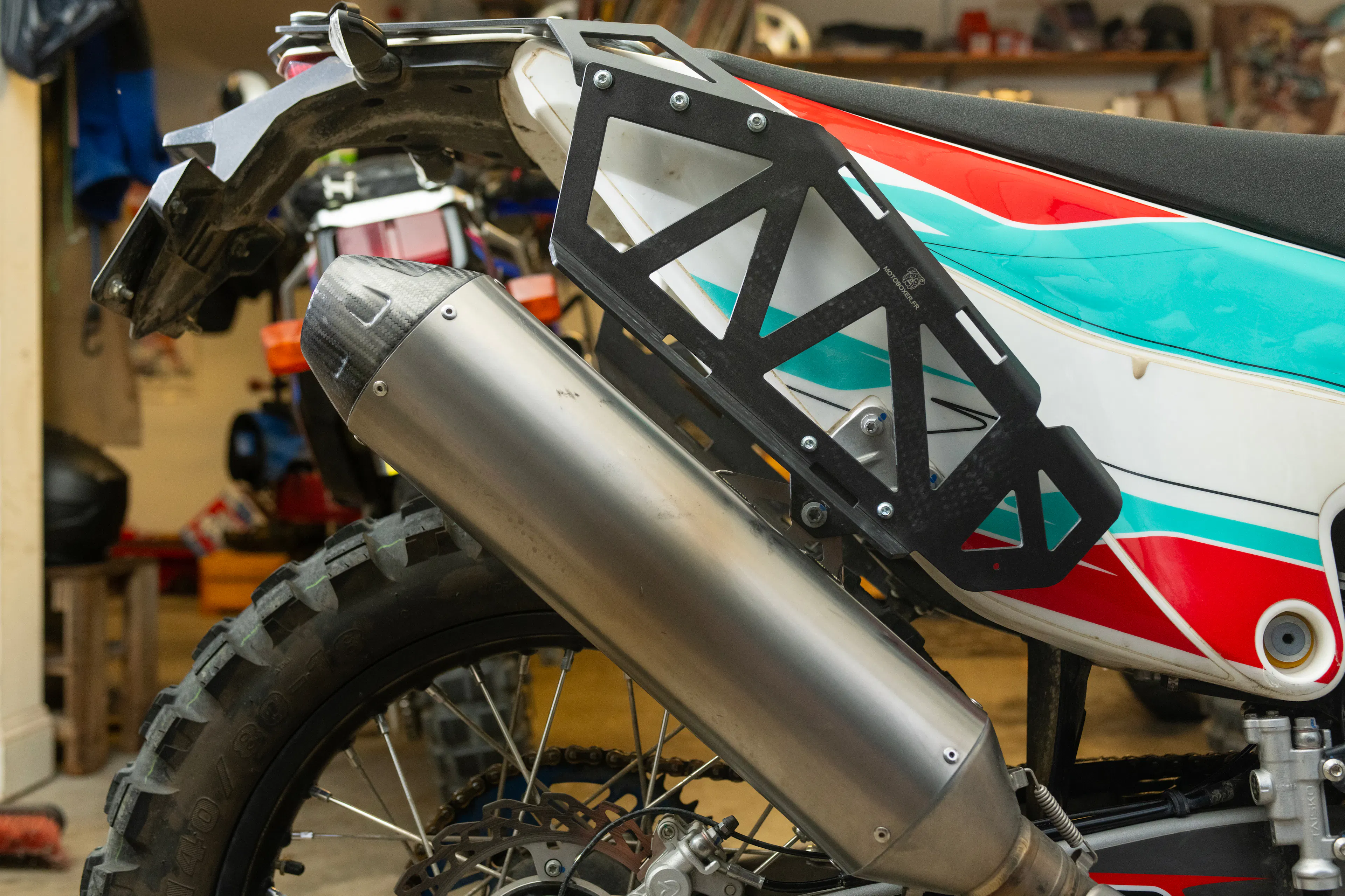 2024 Kove 450 Rally exhaust/pannier rack