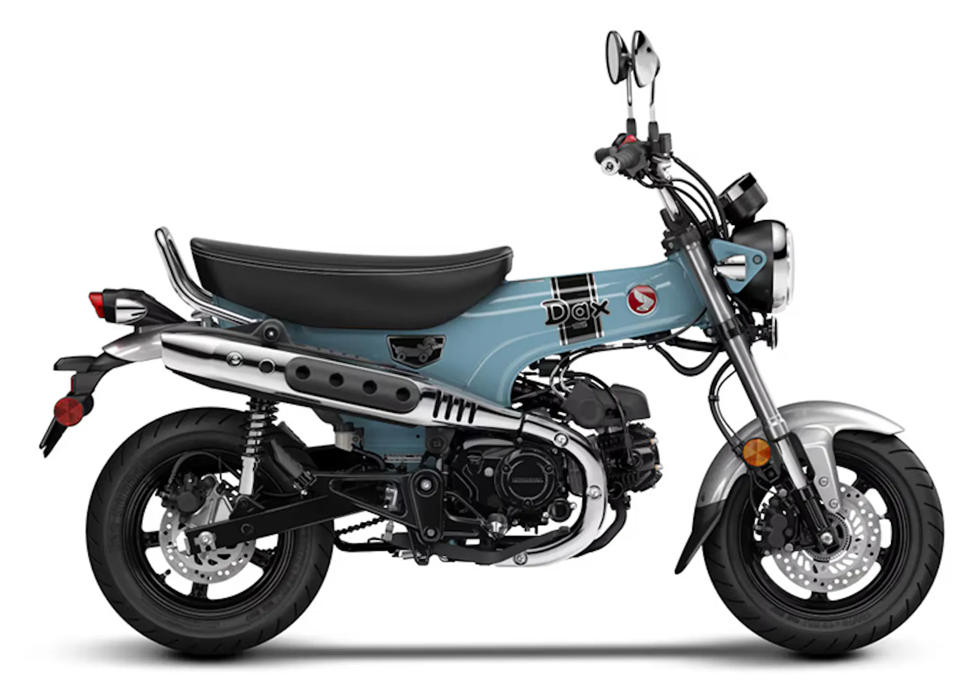 Blue 2025 Honda Dax 125, side view