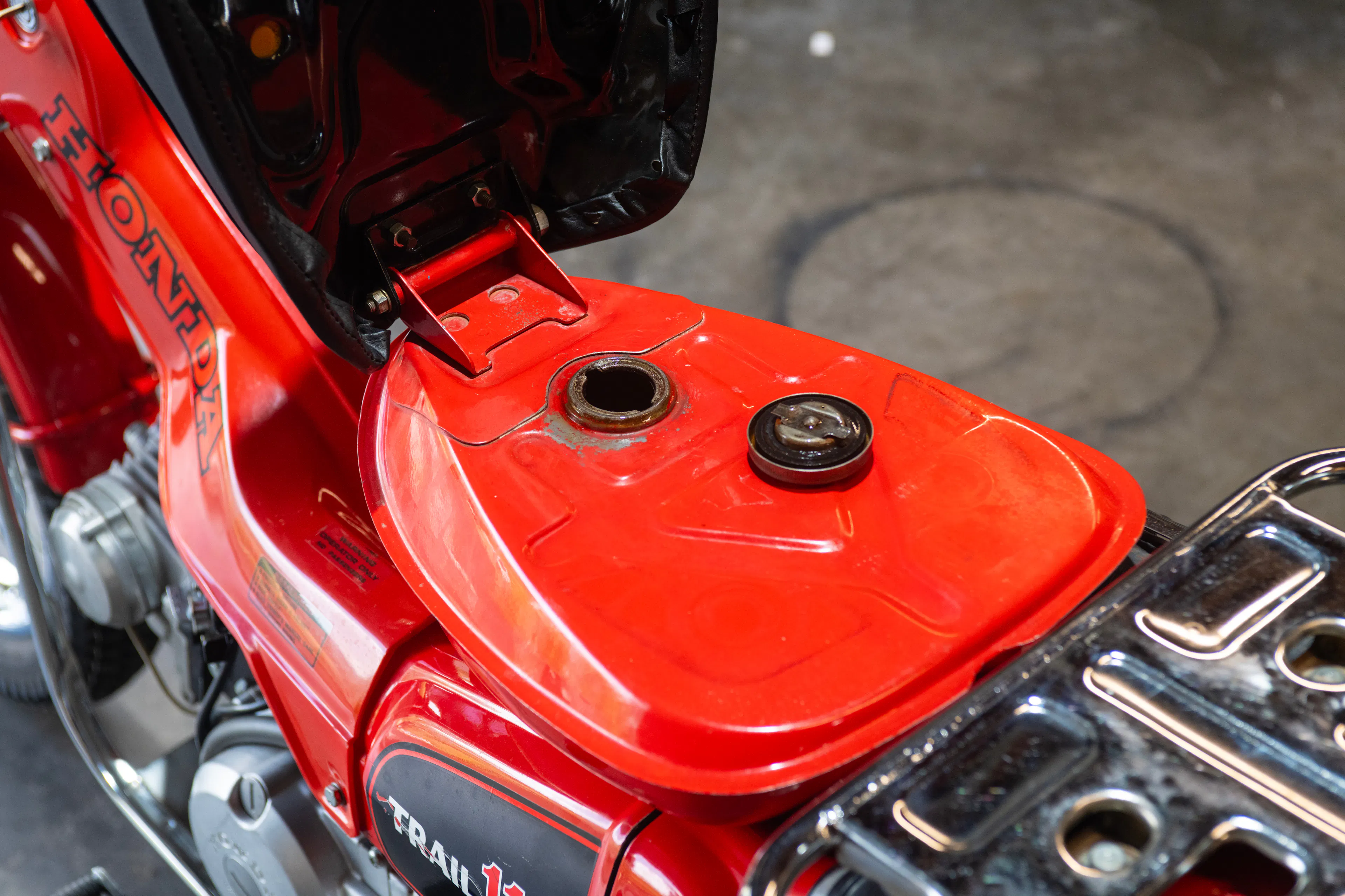 1981 Honda Trail 110 tank cap off