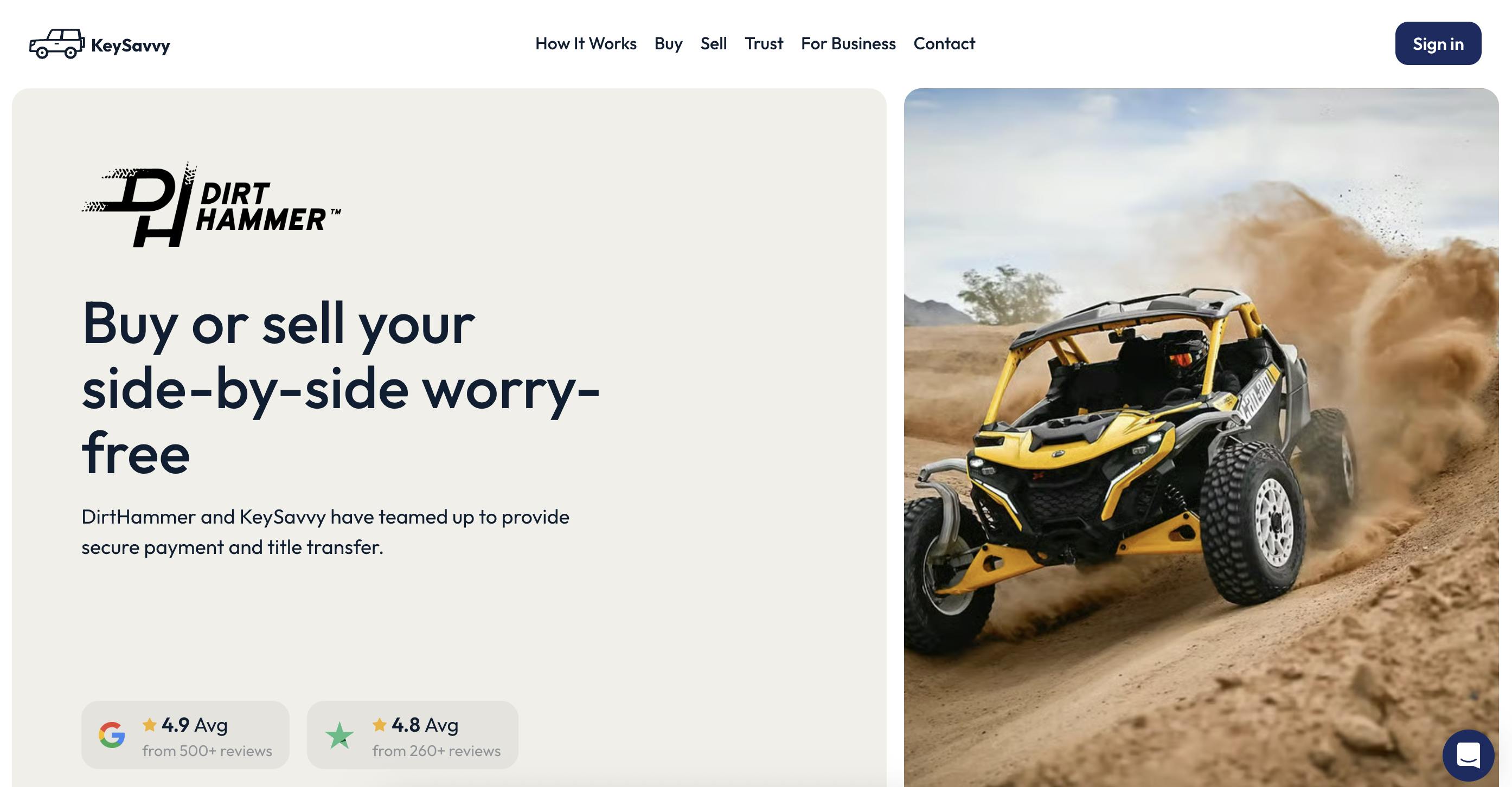 DirtHammer KeySavvy escrow page