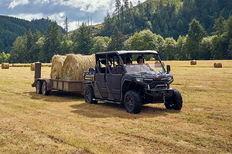 2025 CFMoto UForce U10 XL Pro base model hauling enough hay.