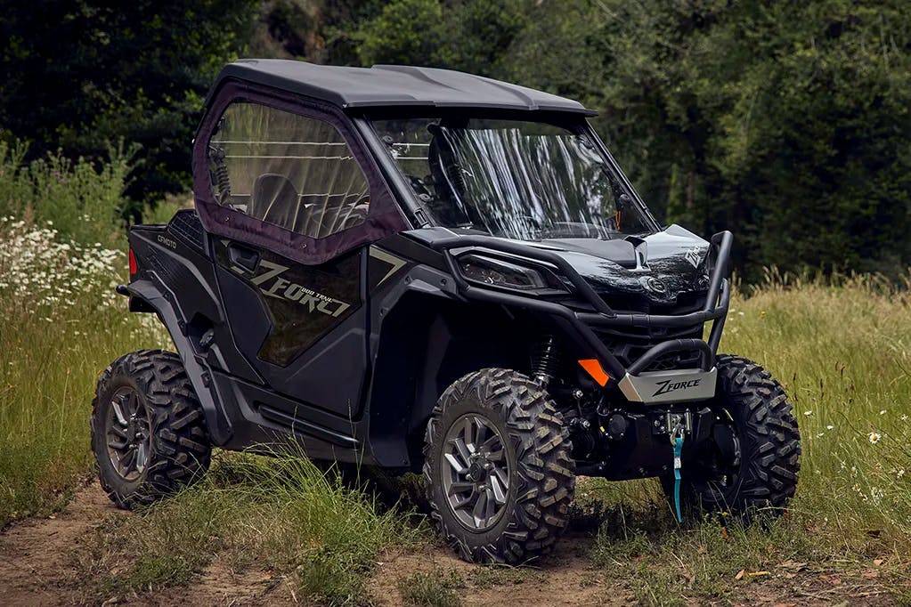 2025 CFMoto ZForce 800 Trail parked in a field.