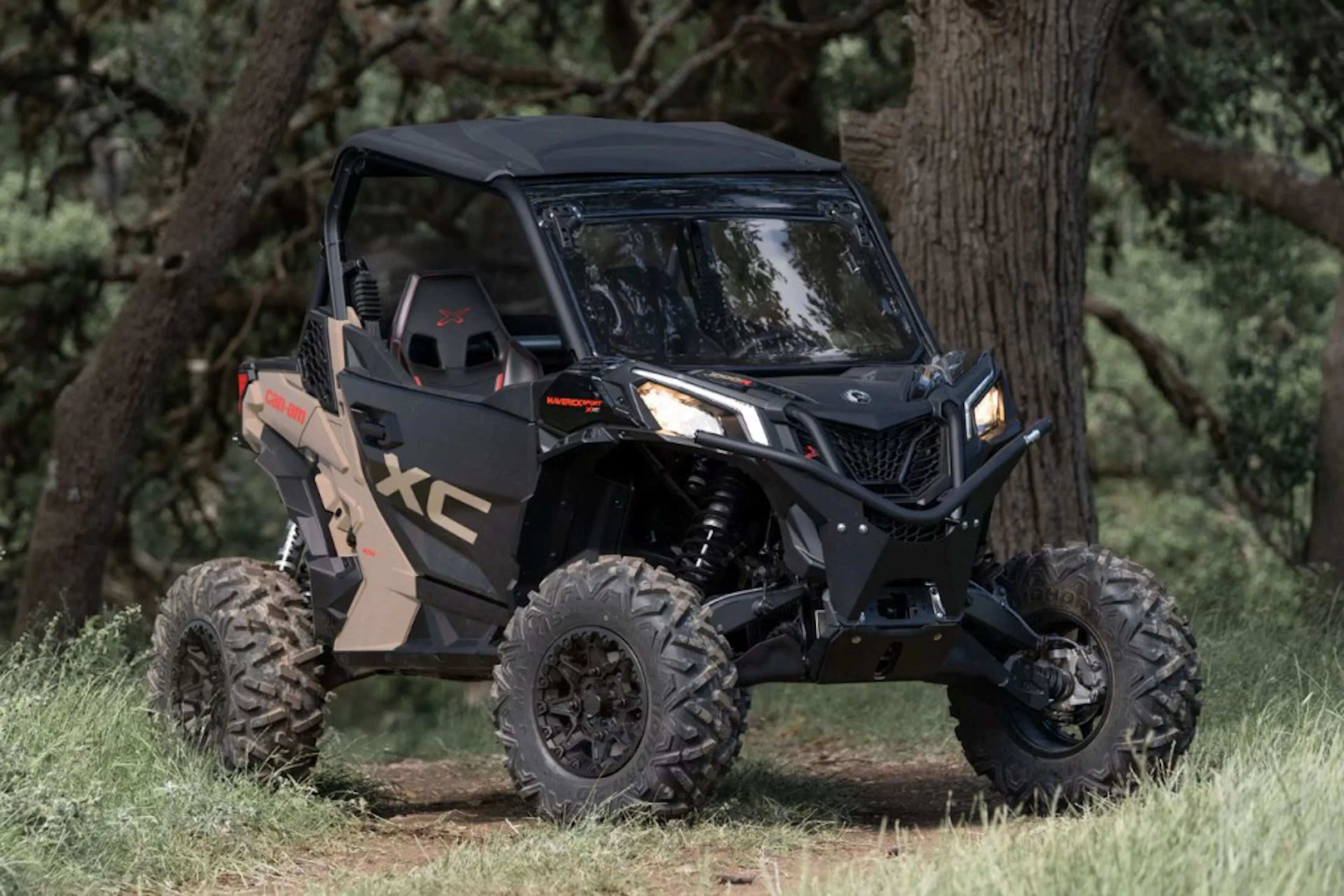 2025 Can-Am Maverick Sport sitting on the trail.