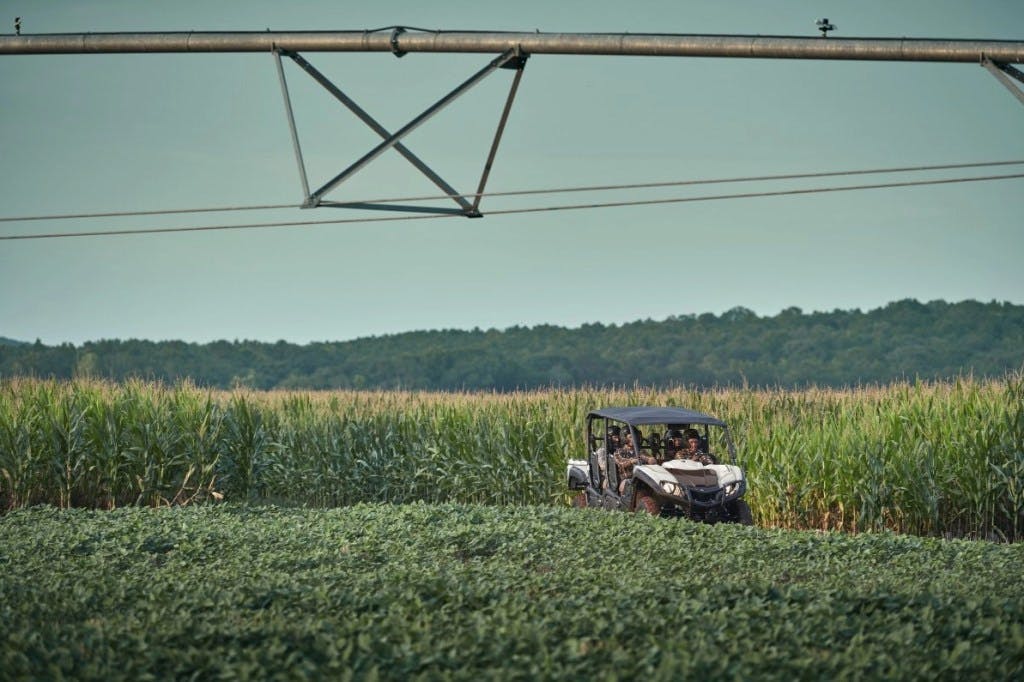 2025 yamaha viking VI ranch edition driving on private farm land.