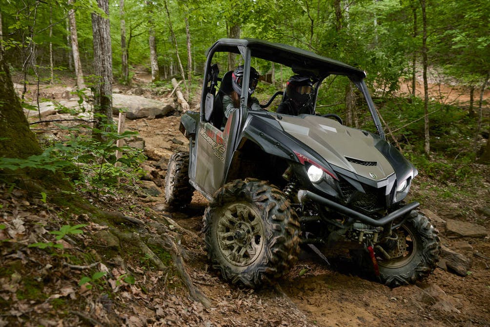 2025 yamaha wolverine x2 1000 wheeling on your typical east coast trail.