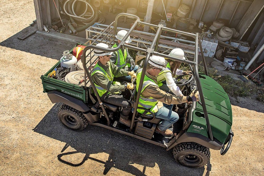 2024 Kawasaki Mule 4010 Trans loaded with Supervisors and a couple of fire hoses.