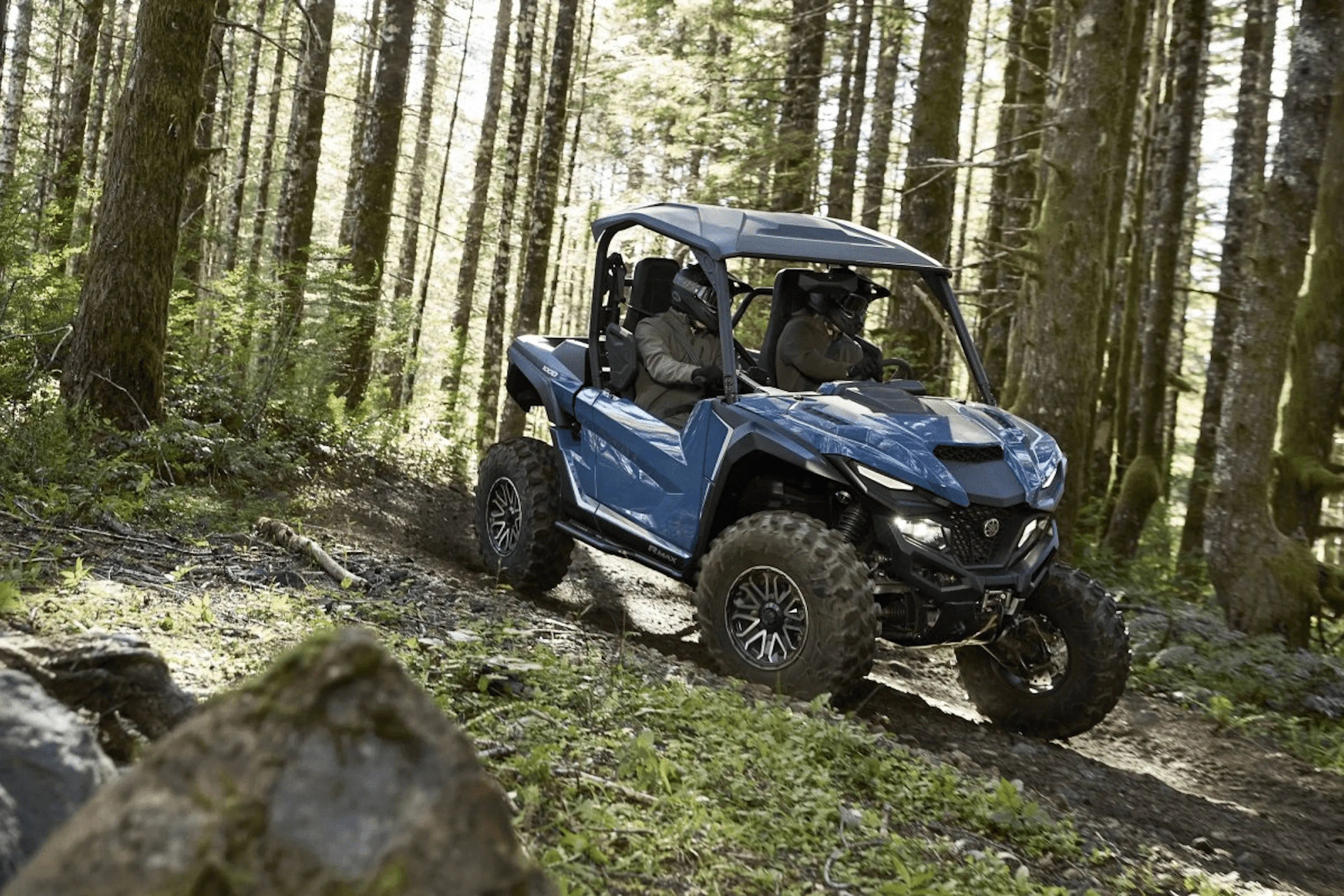 2025 Yamaha Wolverine RMAX2 1000 sliding nature forest
