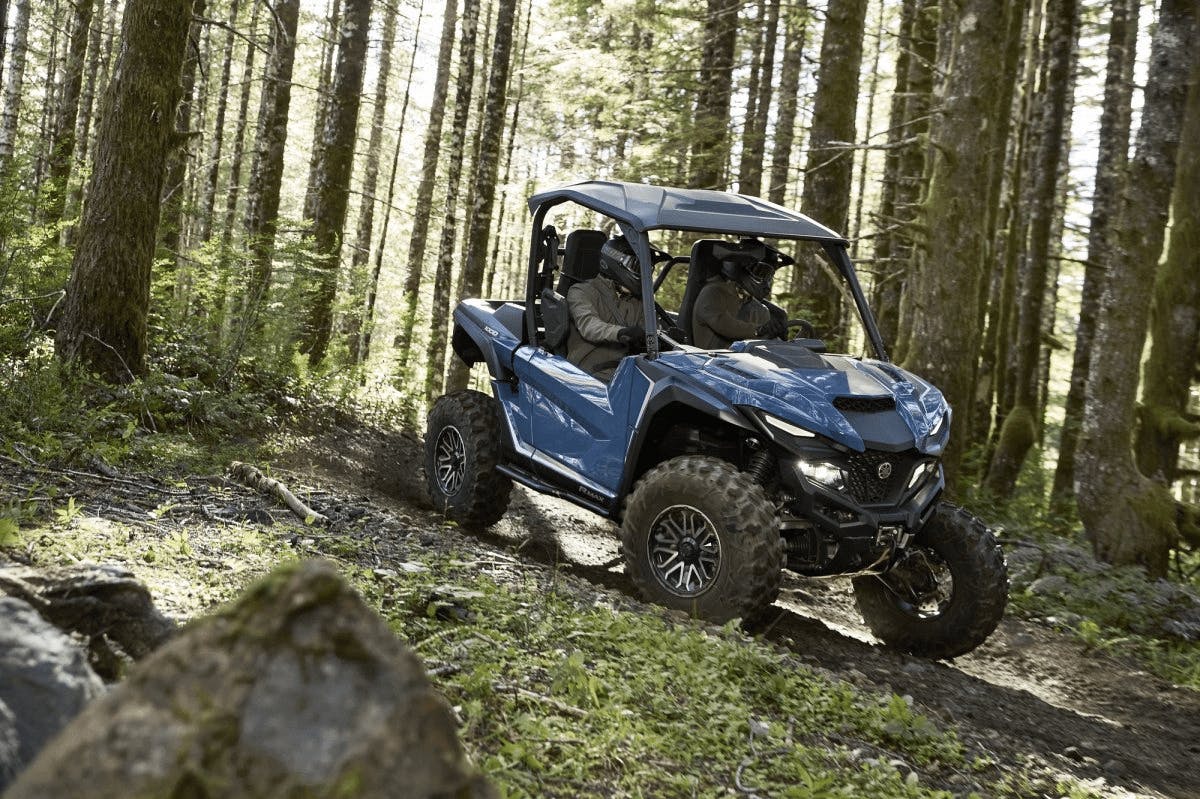 2025 Yamaha Wolverine RMAX2 1000 sliding nature forest