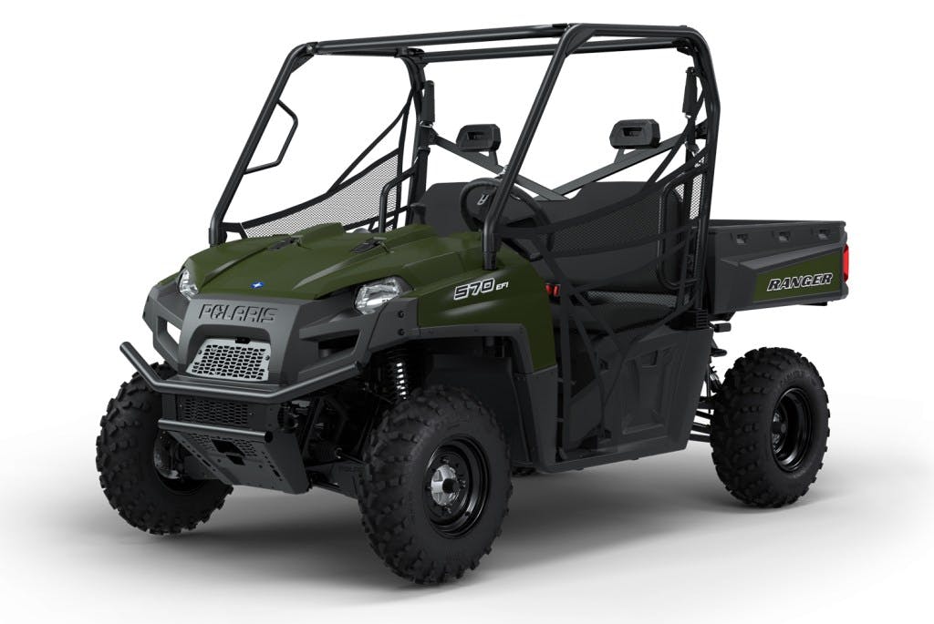 2025 Polaris Ranger 570 Full Size three-quarter view with door nets installed