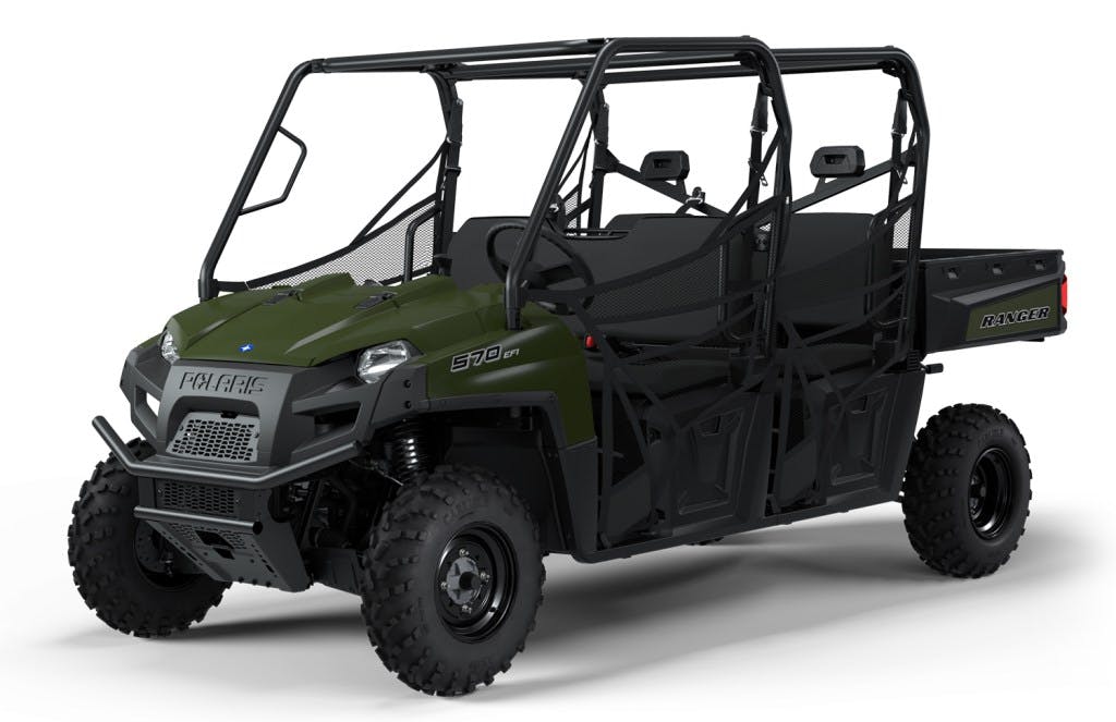 2025 Polaris Ranger Crew 570 Full Size three quarter view with window nets
