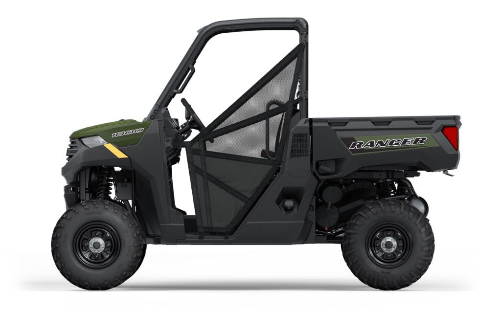 2024 Polaris Ranger Crew 1000 studio profile side view with door nets