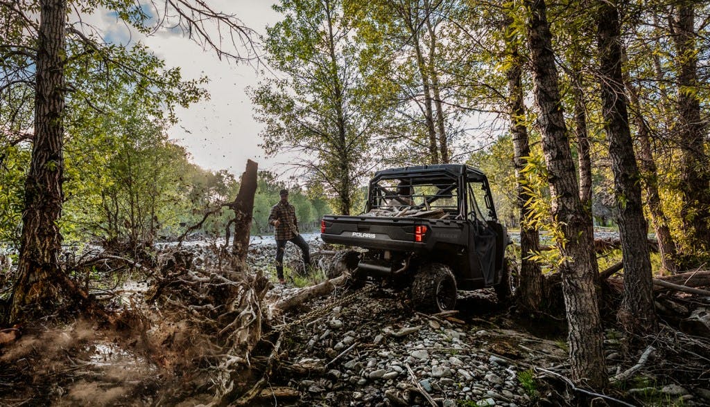 2024 Polaris Ranger Crew 1000 Premium forest work trees logs