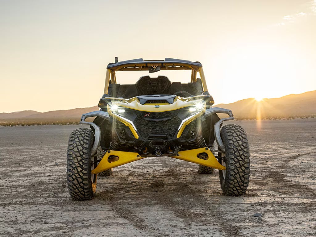 2025 Can-Am Maverick R front end in the desert