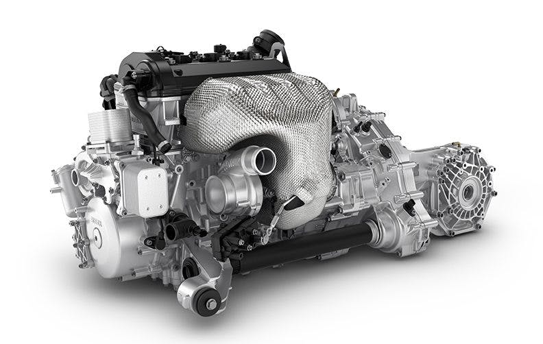 2025 Can-Am Maverick R engine and transaxle.