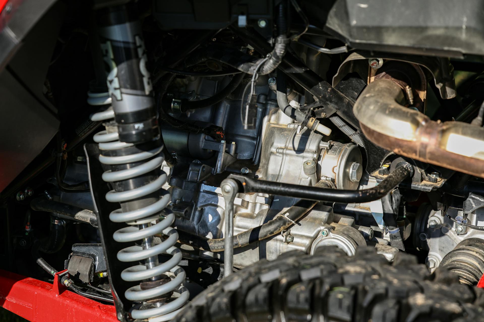 2022 Honda Talon 1000X-4 engine/shock detail driver's side. 