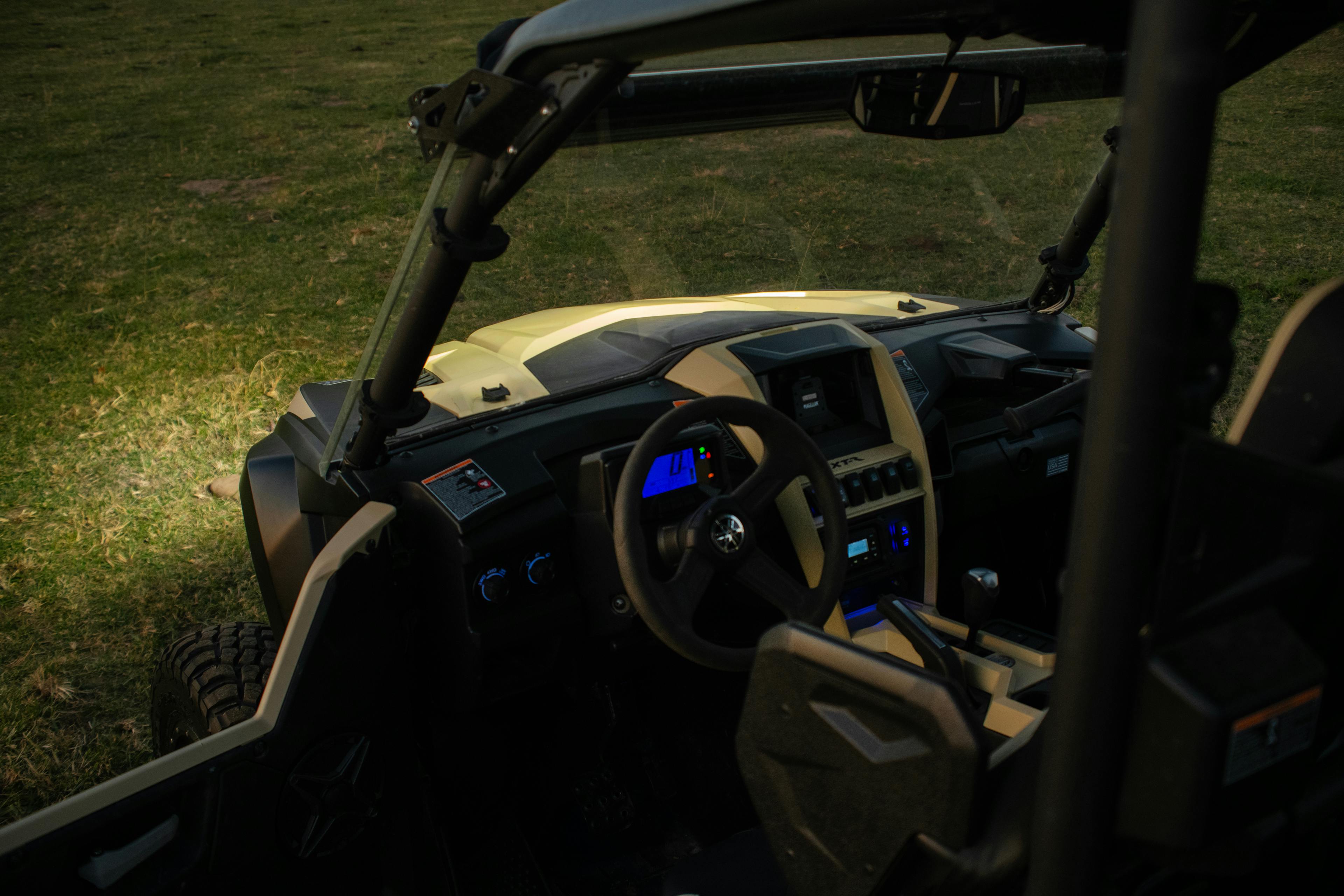 2023 Yamaha RMAX4 1000 XT-R dash with lights on