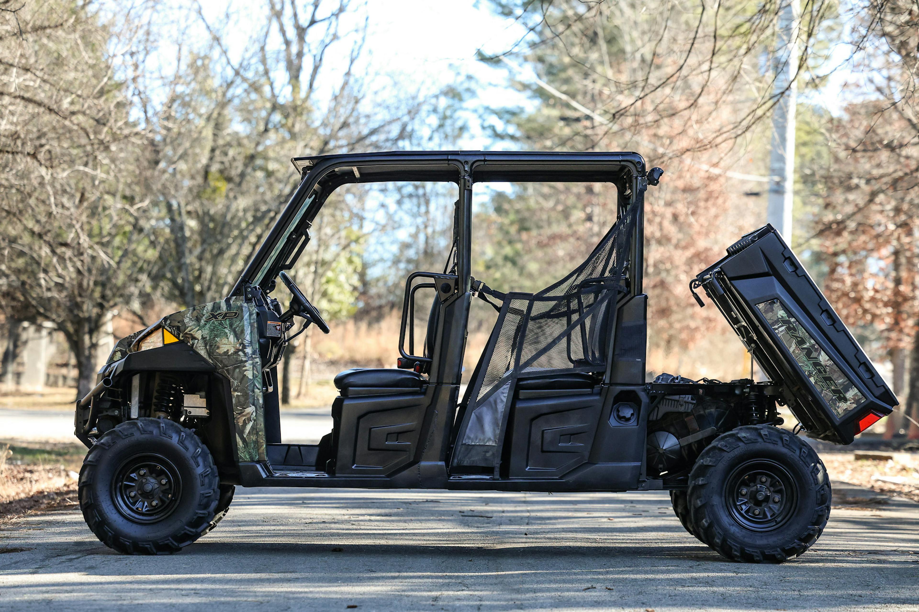 2019 Polaris Ranger Crew XP 900 EPS Polaris Pursuit Camo driver side bed up 
