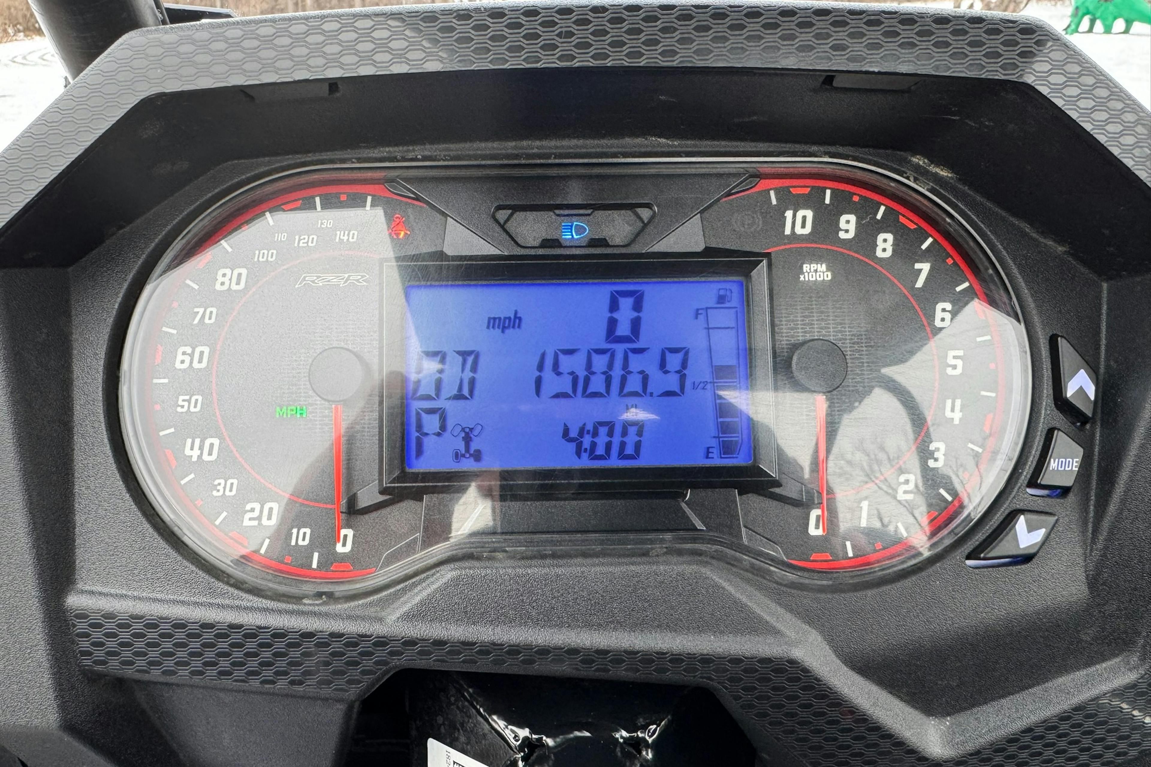 2023 Polaris RZR XP1000 Sport gauges showing mileage