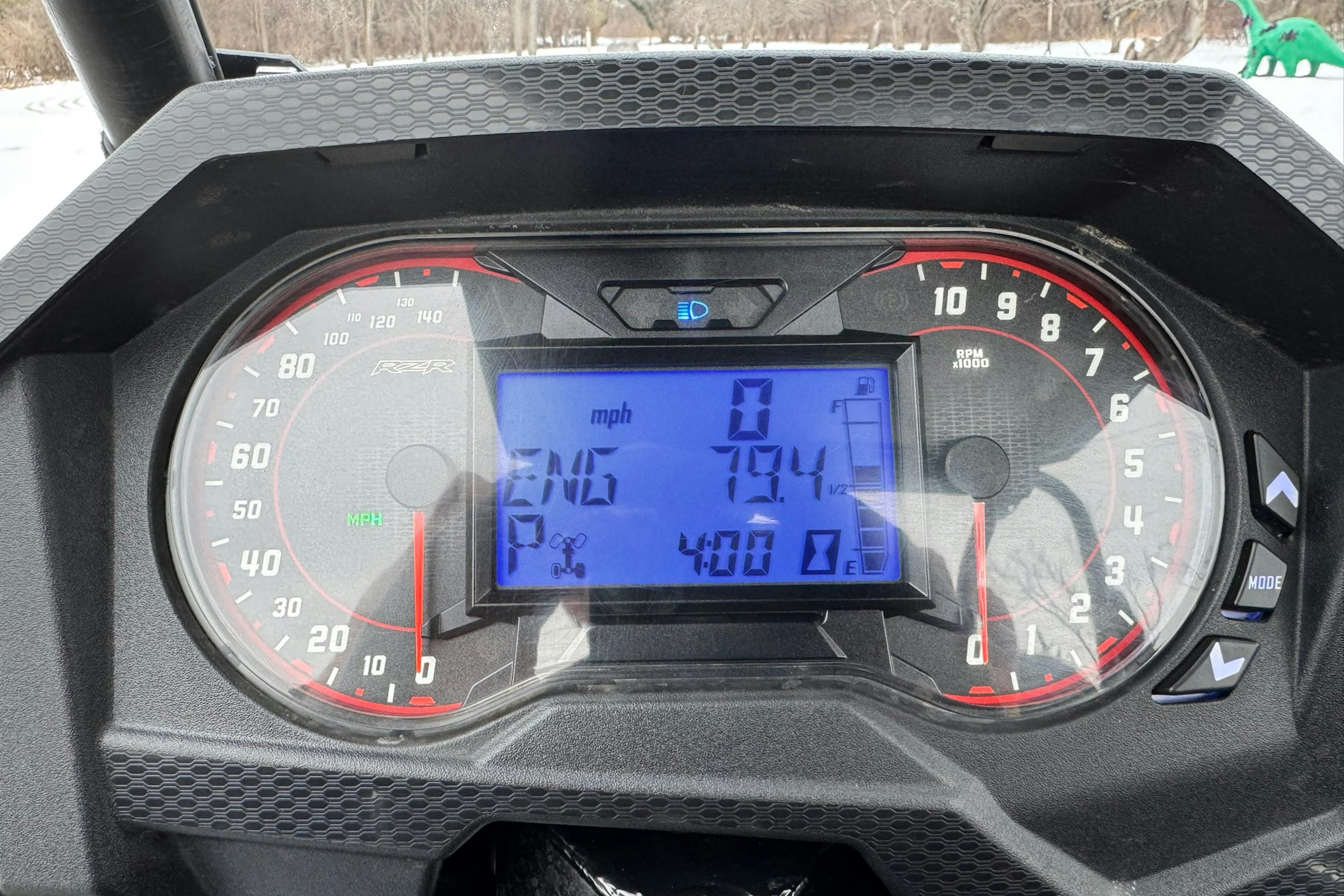 2023 Polaris RZR XP1000 Sport gauges showing hours