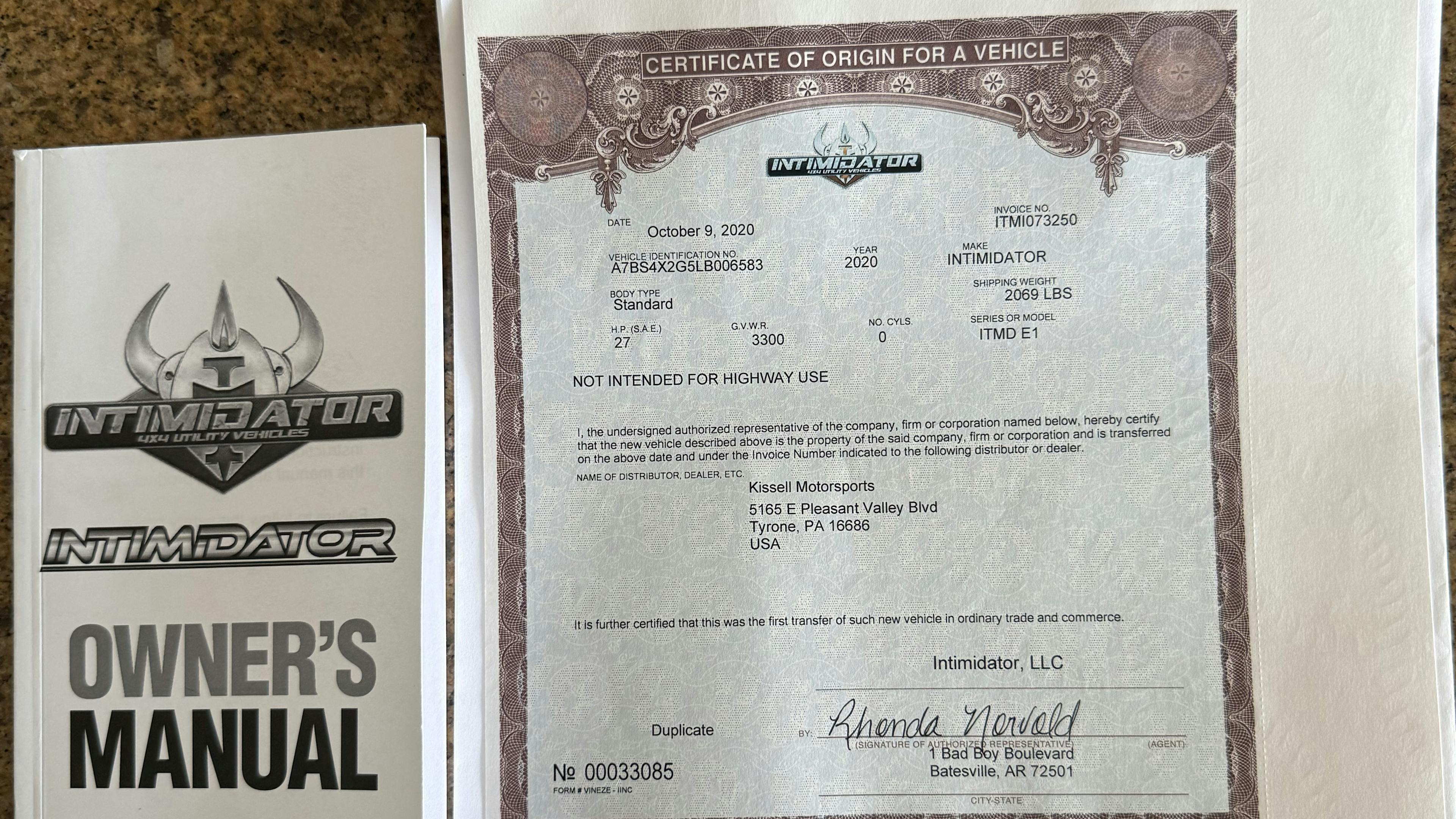 2020 Intimidator Classic EV mso