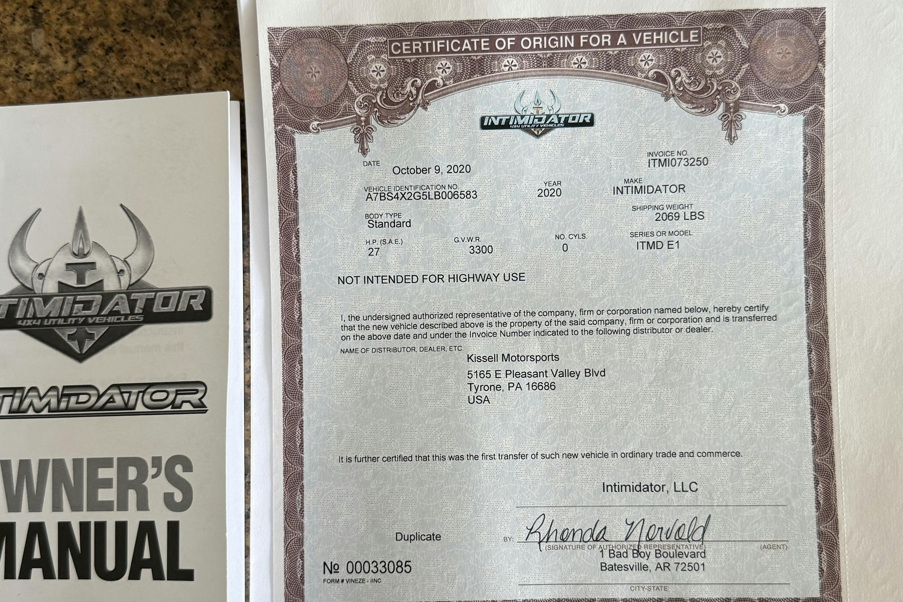 2020 Intimidator Classic EV mso