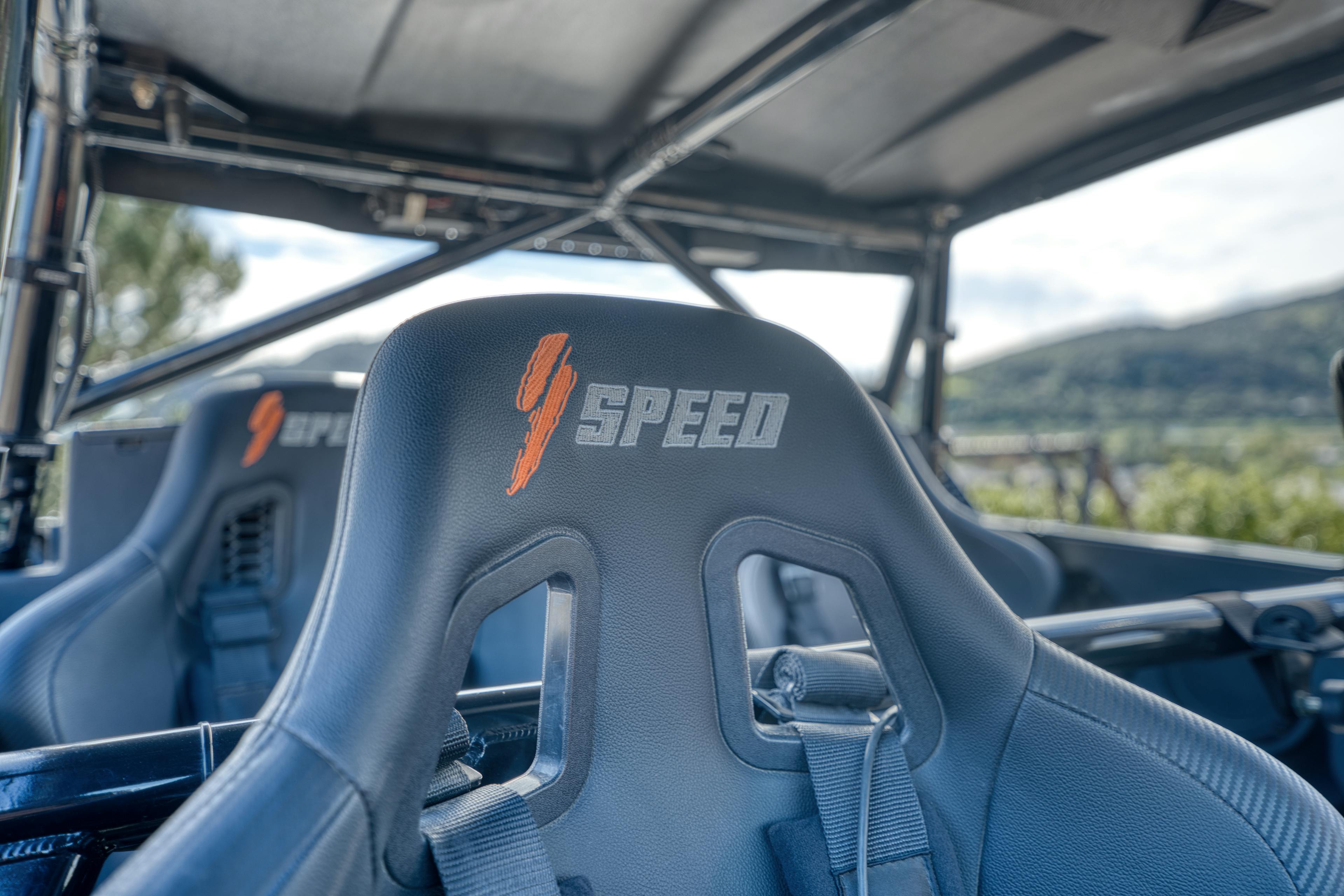 2023 Speed UTV El Jefe passenger front seat logo detail