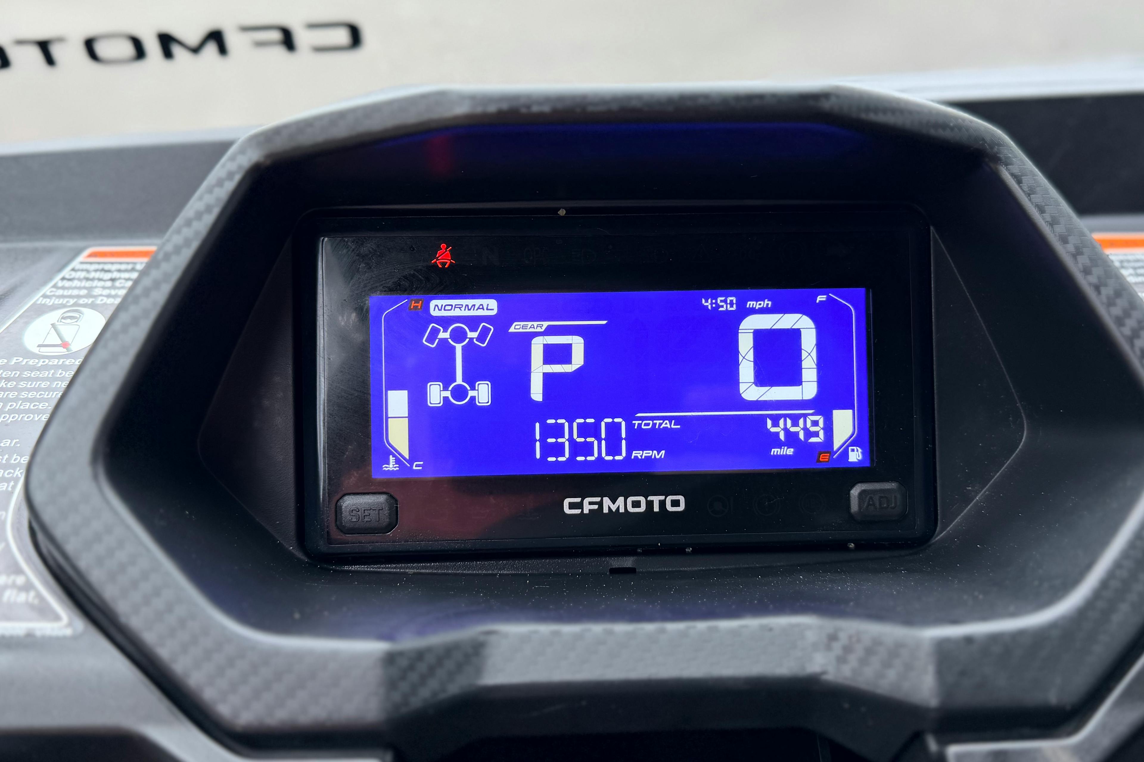 2025 CFMoto UForce 800 XL odometer miles
