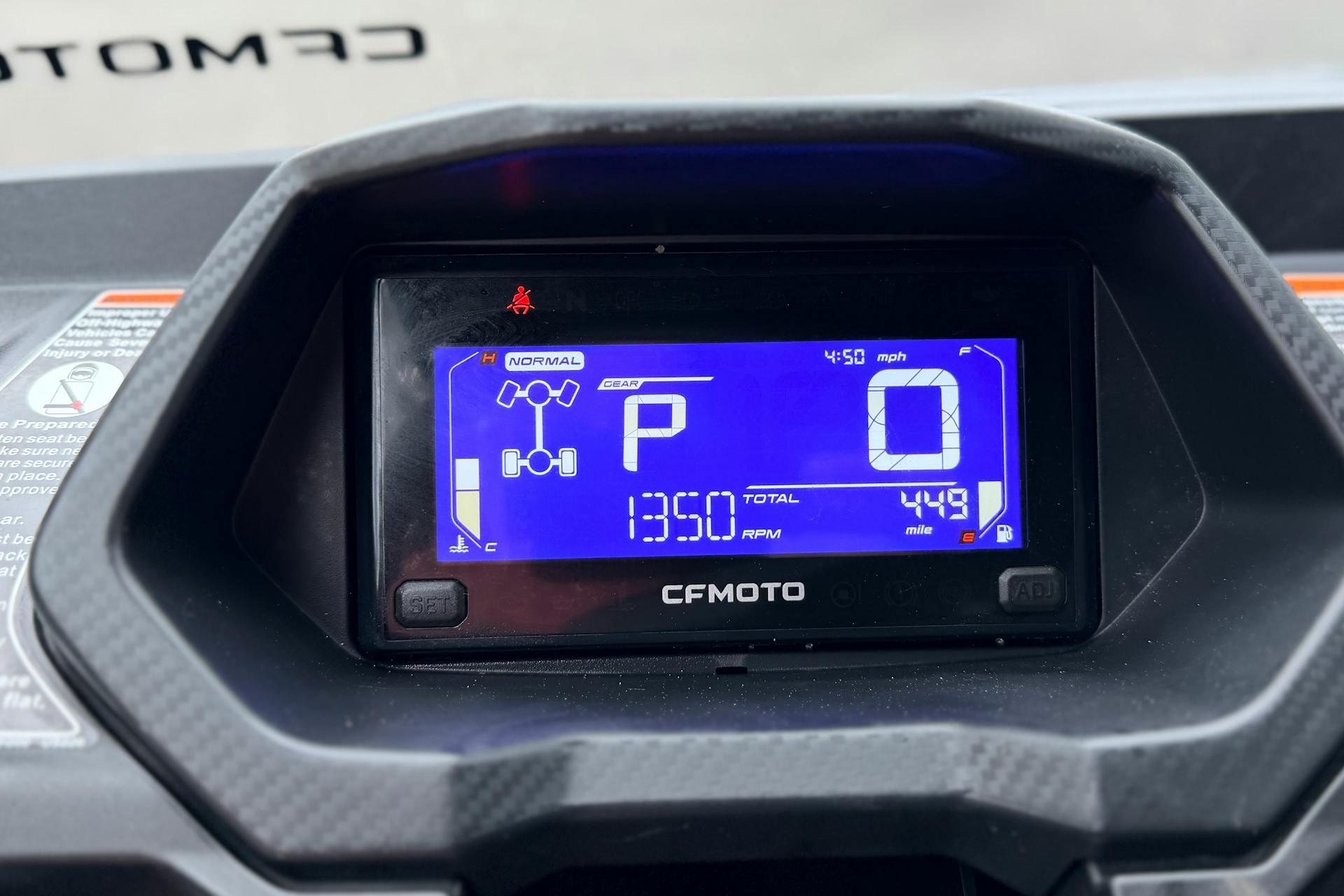 2025 CFMoto UForce 800 XL odometer miles