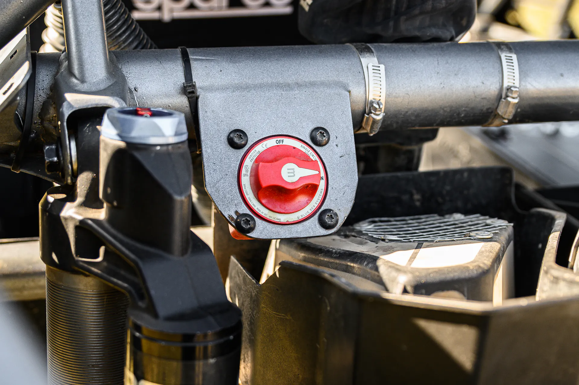 2024 Can-Am Maverick X3 Gray Leadbetter Race Car interior battery cutoff