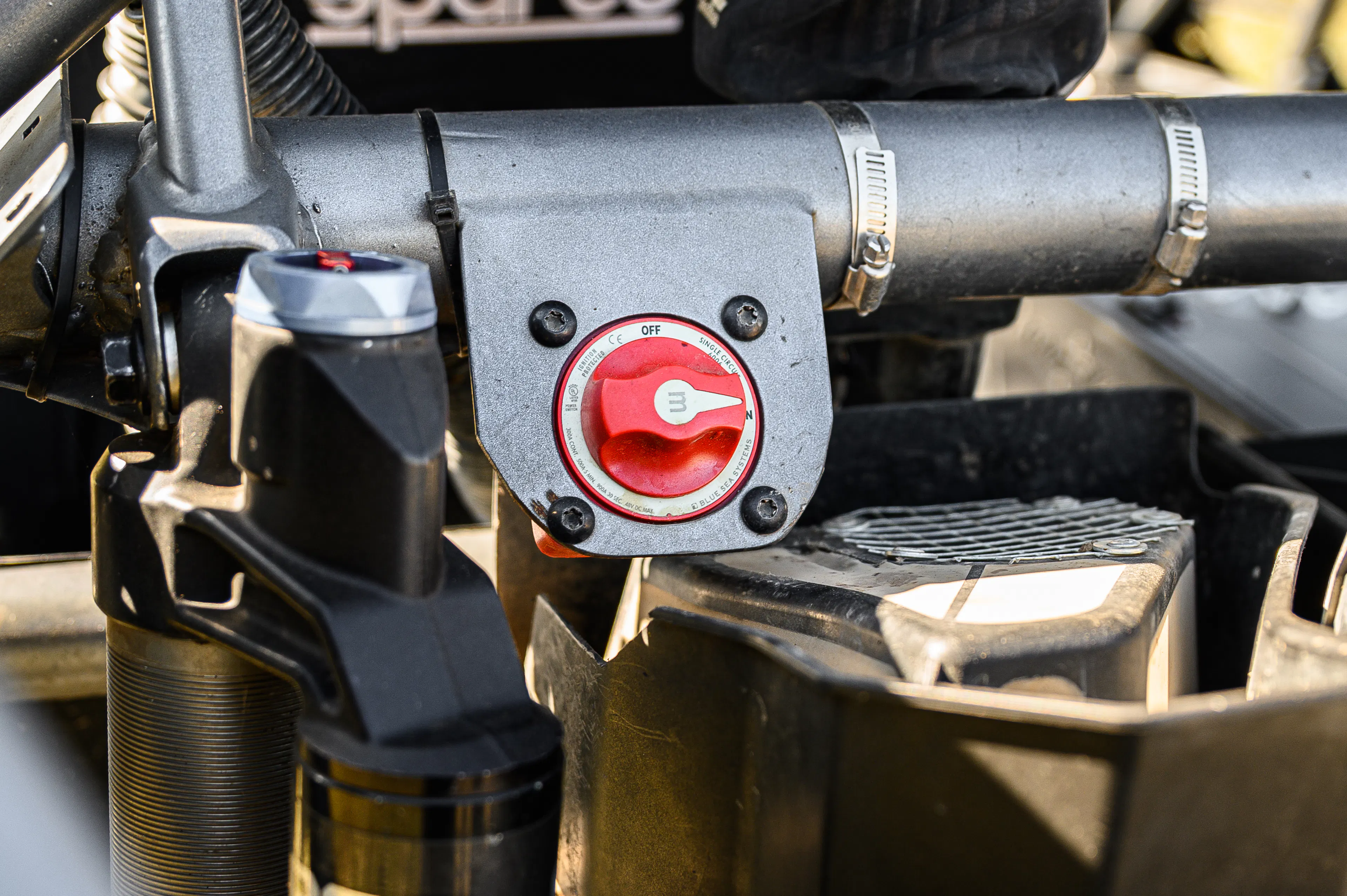 2024 Can-Am Maverick X3 Gray Leadbetter Race Car interior battery cutoff