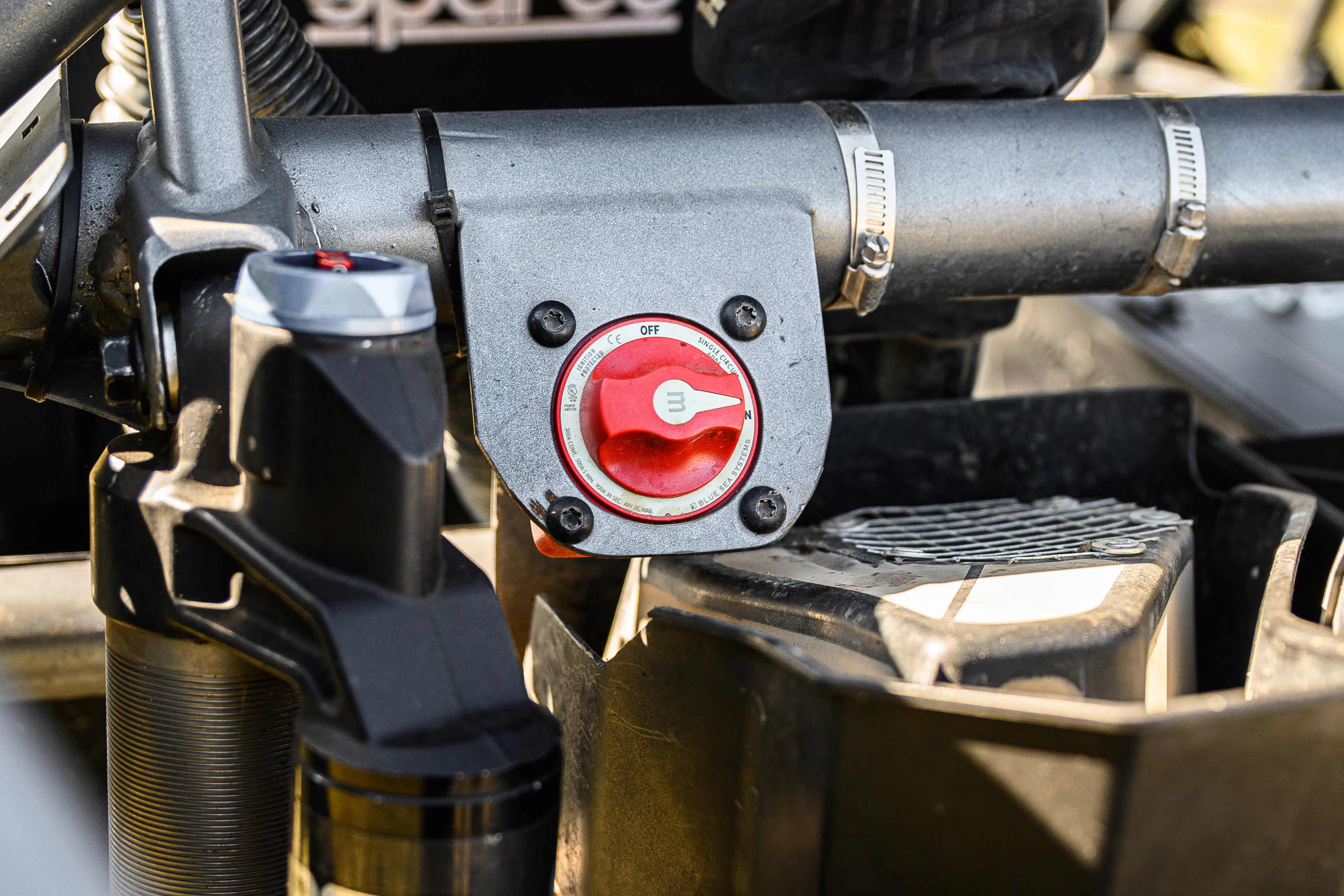 2024 Can-Am Maverick X3 Gray Leadbetter Race Car interior battery cutoff