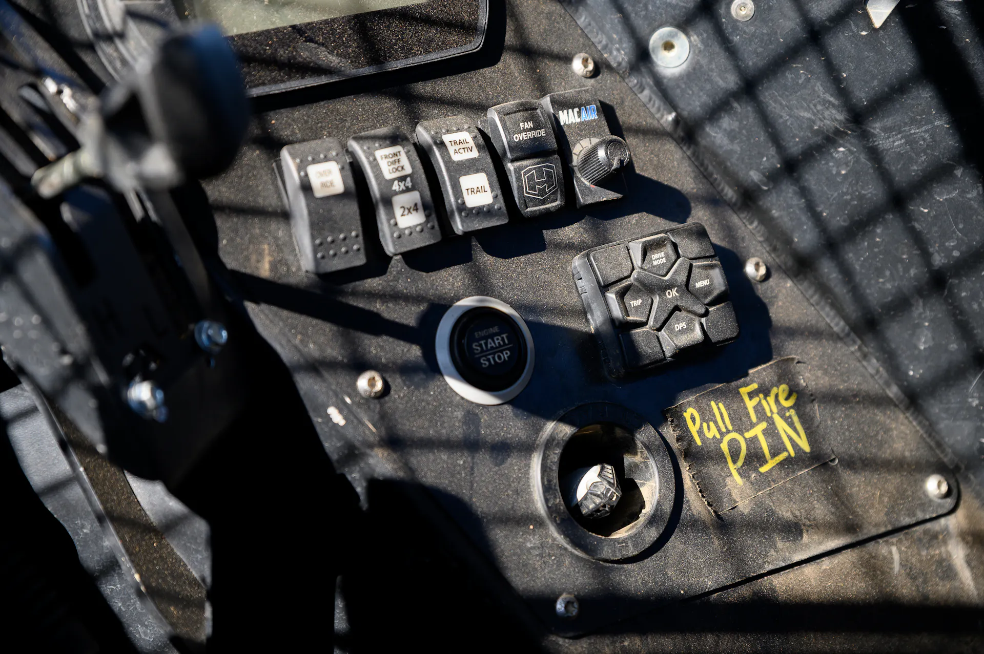 2024 Can-Am Maverick X3 Gray Leadbetter Race Car interior switches/fire suppression