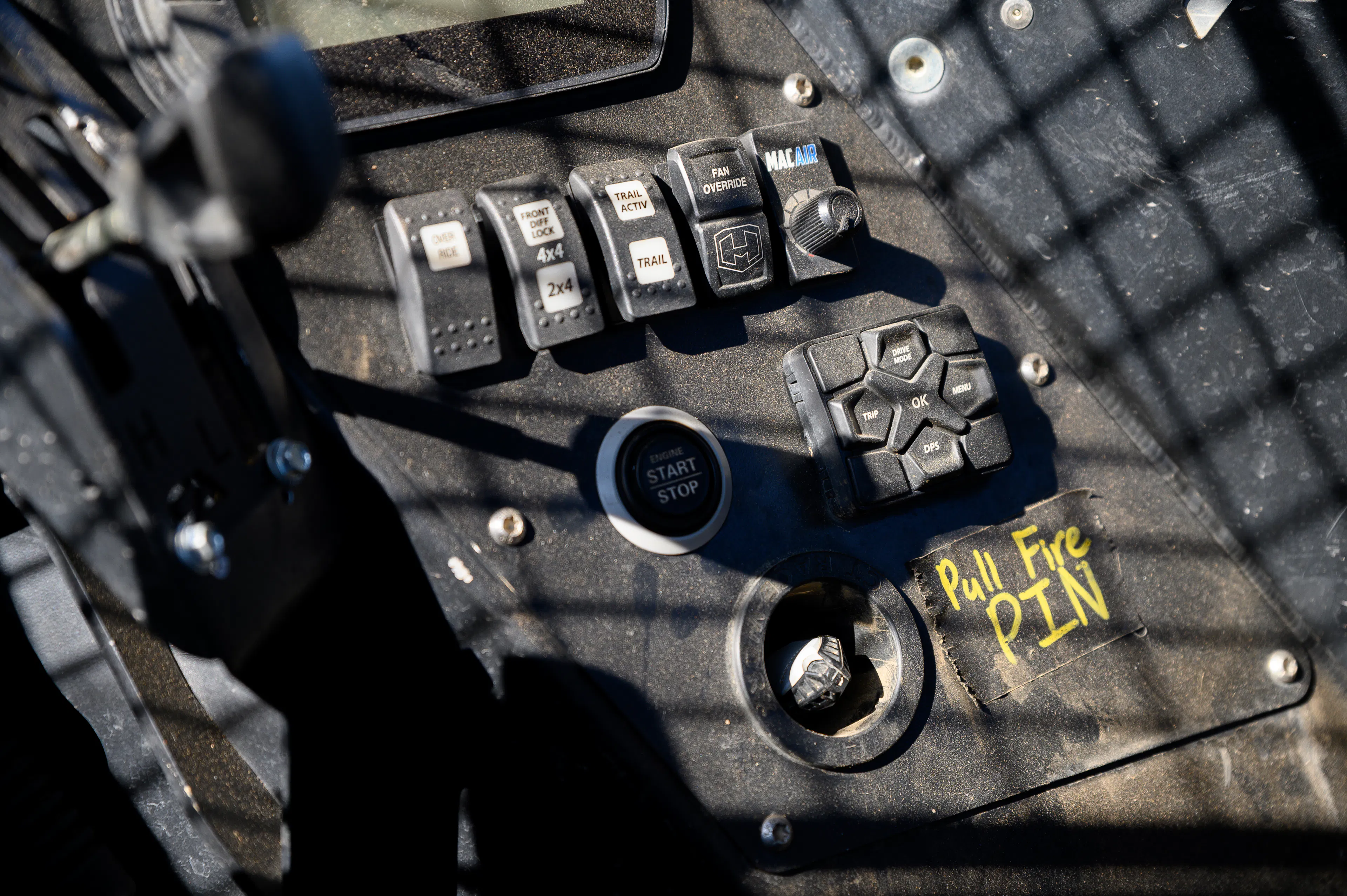 2024 Can-Am Maverick X3 Gray Leadbetter Race Car interior switches/fire suppression