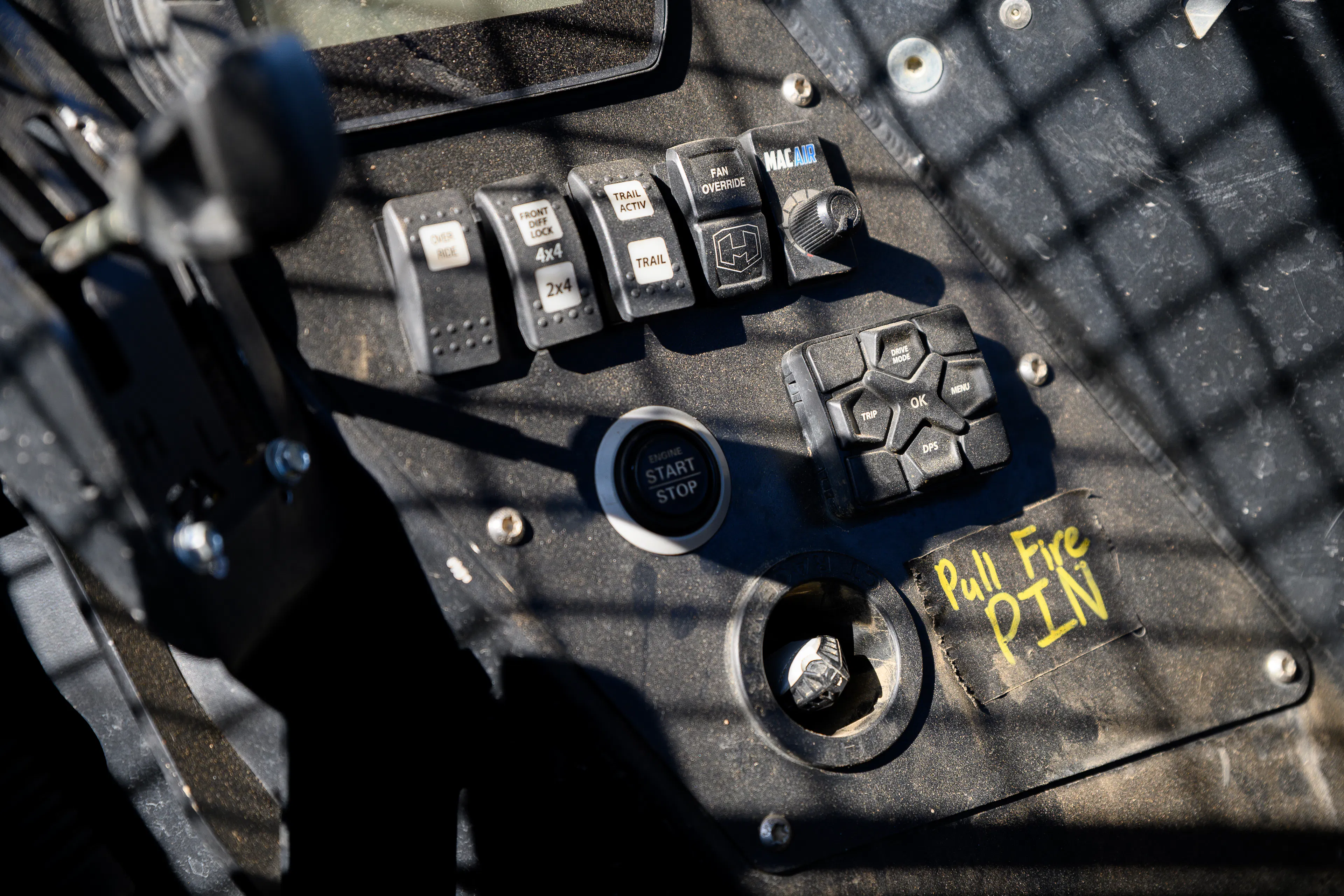 2024 Can-Am Maverick X3 Gray Leadbetter Race Car interior switches/fire suppression