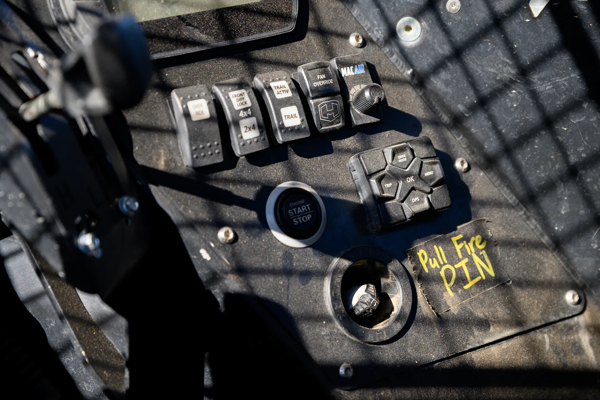 2024 Can-Am Maverick X3 Gray Leadbetter Race Car interior switches/fire suppression