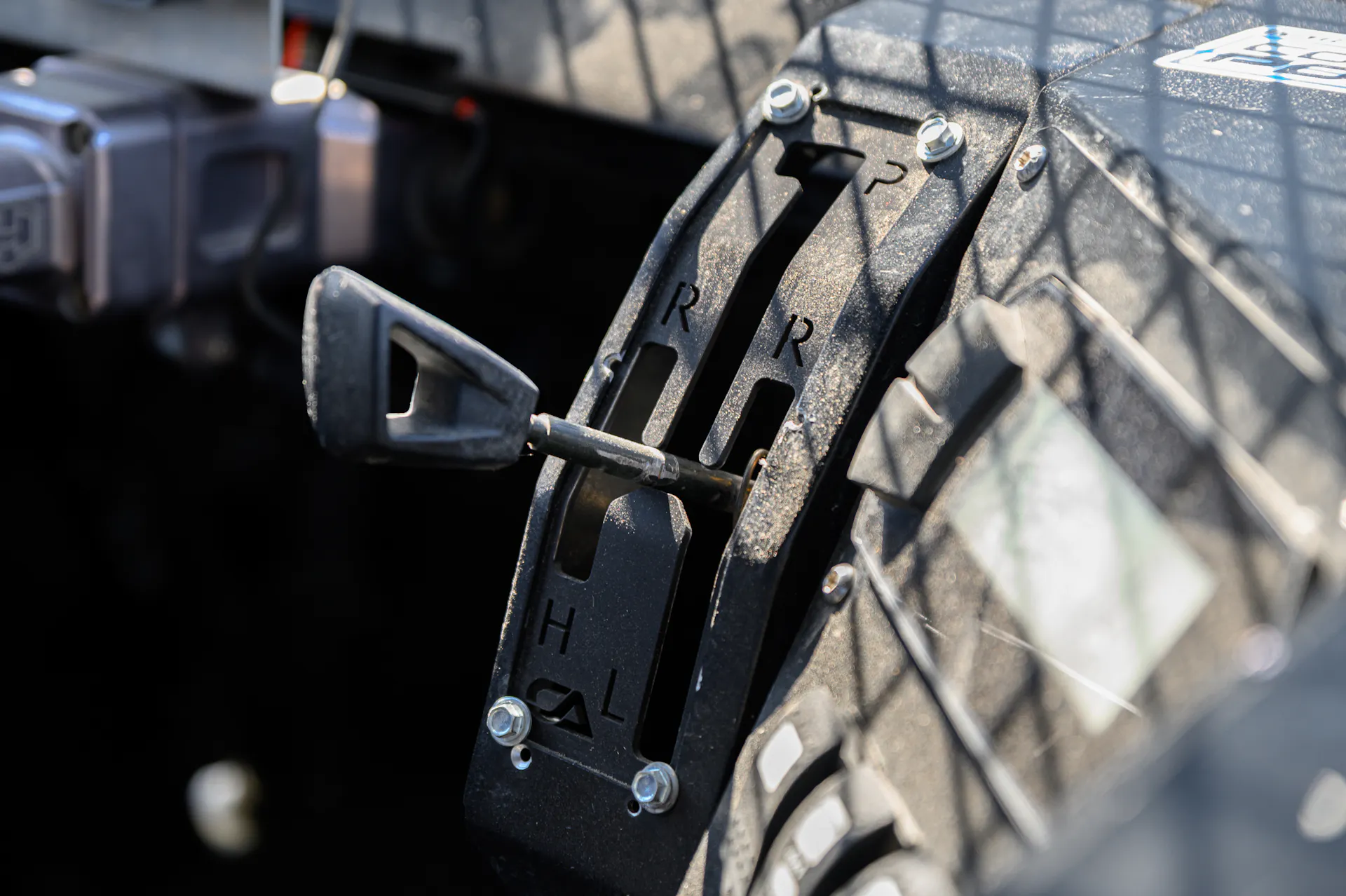 2024 Can-Am Maverick X3 Gray Leadbetter Race Car interior shifter gate