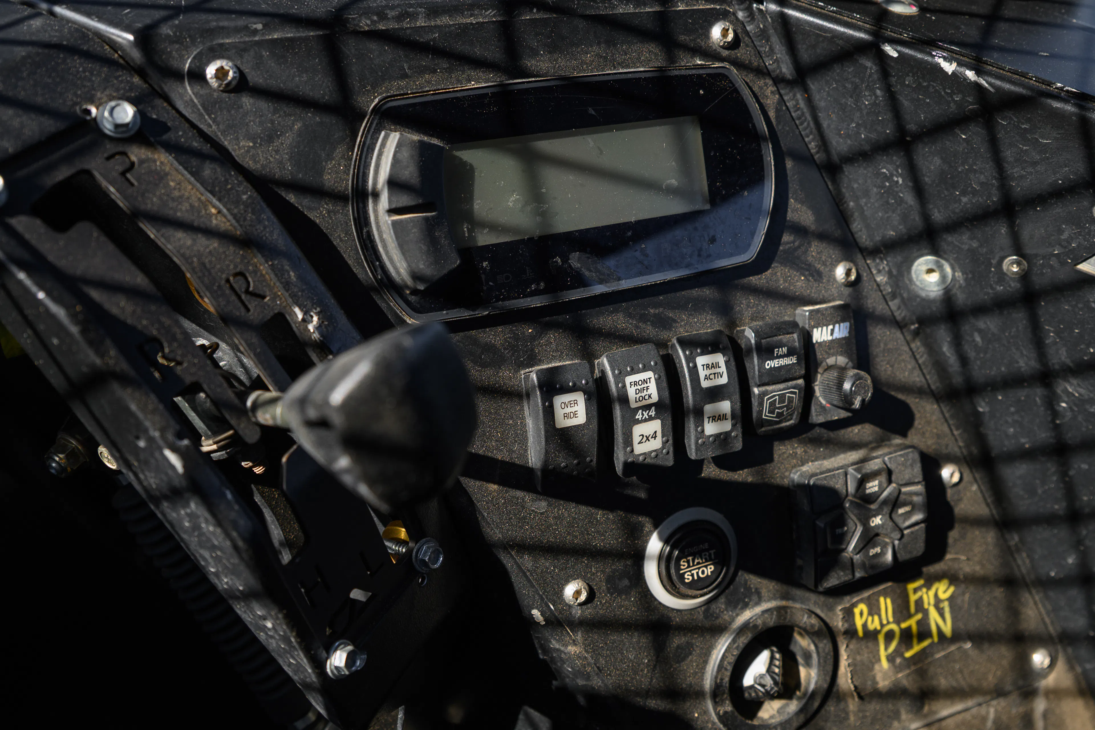 2024 Can-Am Maverick X3 Gray Leadbetter Race Car interior dash/shifter