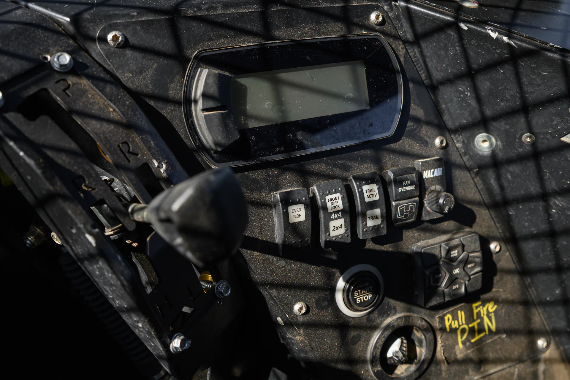 2024 Can-Am Maverick X3 Gray Leadbetter Race Car interior dash/shifter