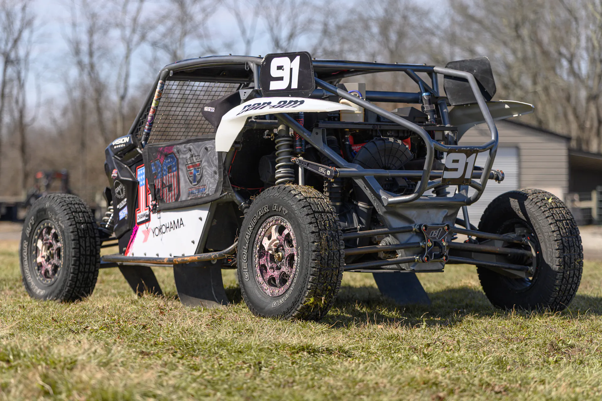 2024 Can-Am Maverick X3 Gray Leadbetter Race Car rear driver 3/4 steep