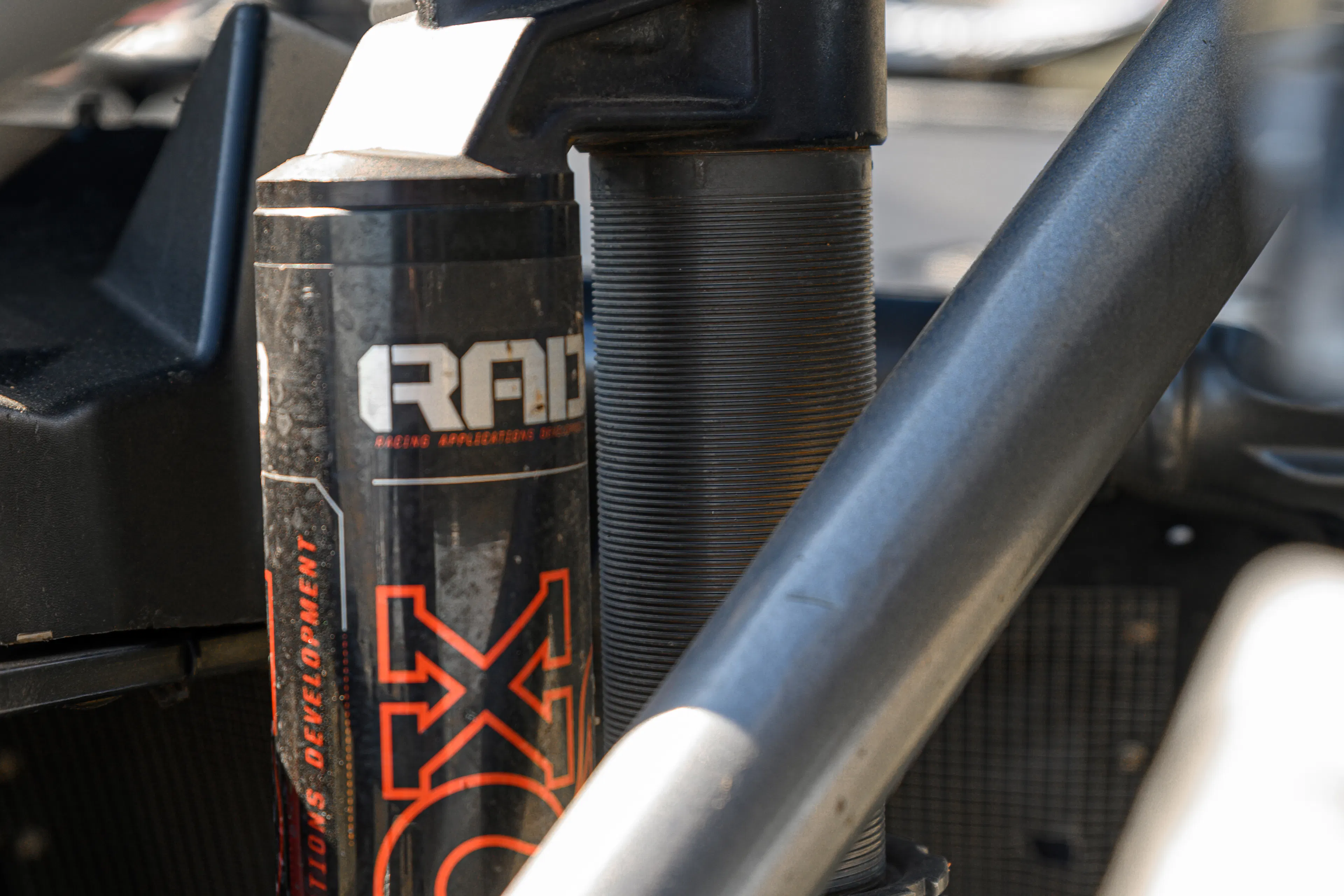 2024 Can-Am Maverick X3 Gray Leadbetter Race Car exterior detail Fox reservoir 2