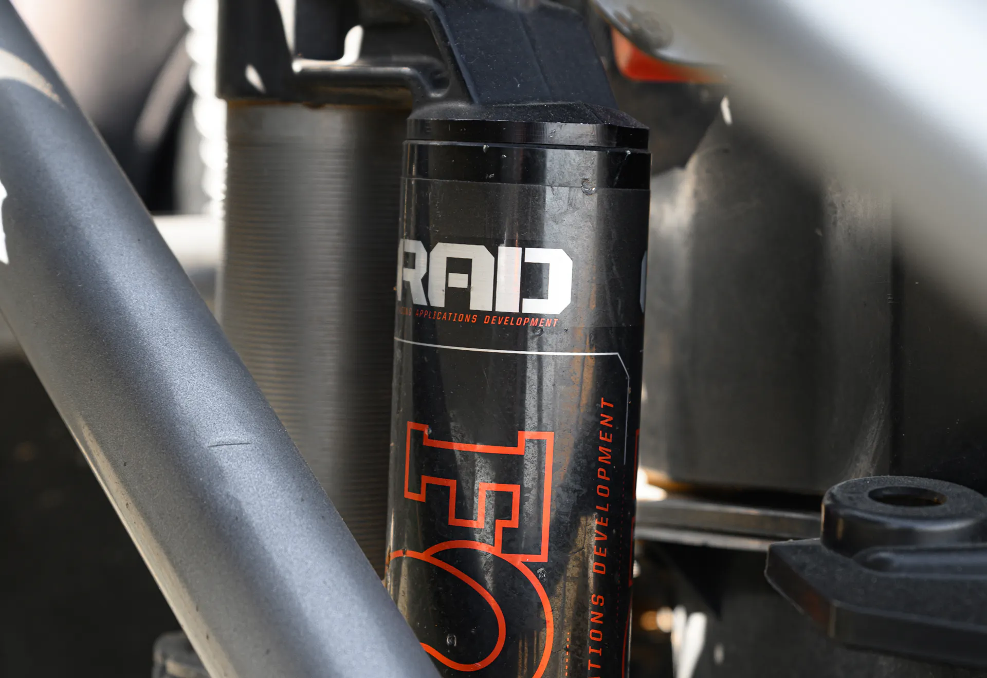 2024 Can-Am Maverick X3 Gray Leadbetter Race Car exterior detail  Fox reservoir 1