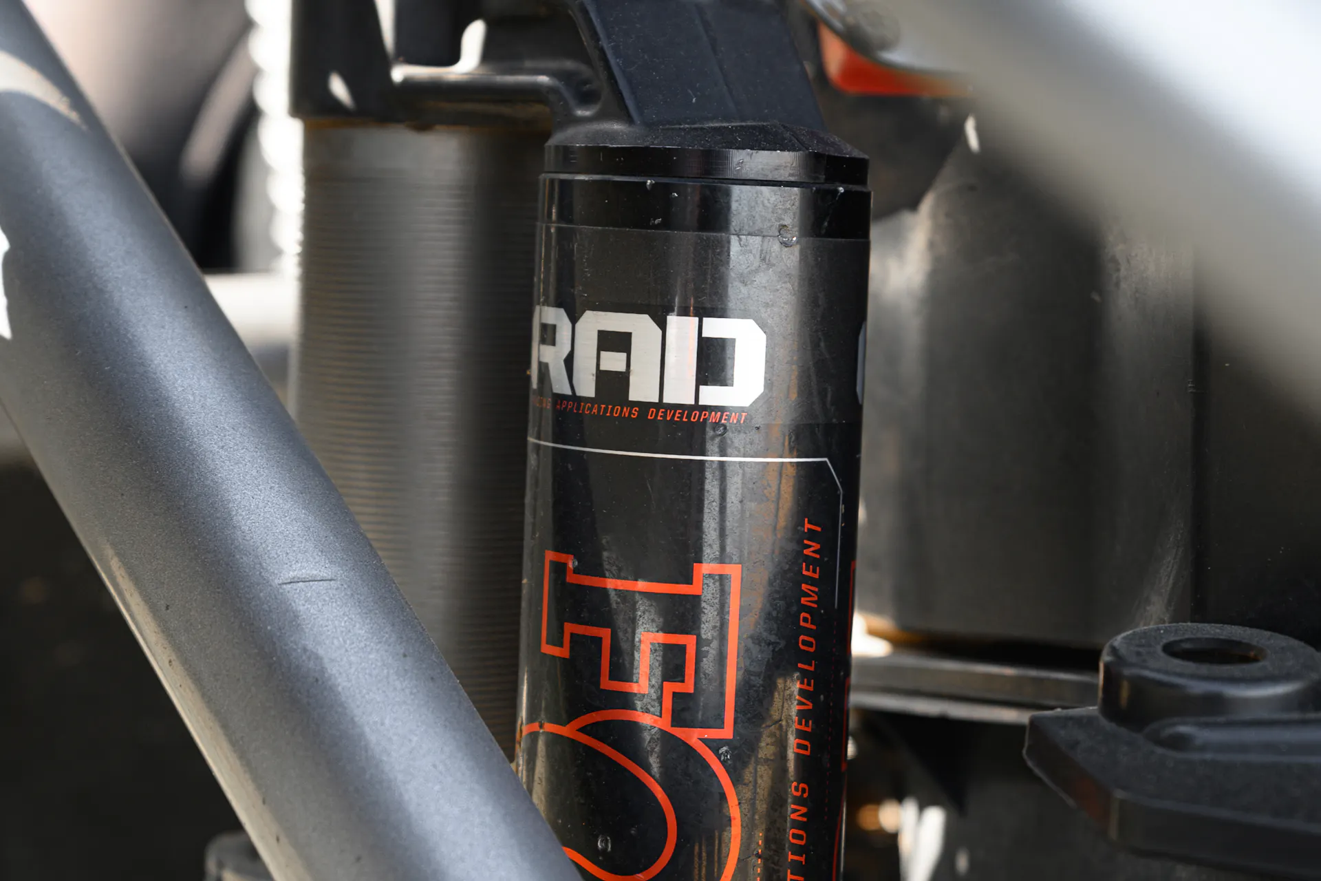 2024 Can-Am Maverick X3 Gray Leadbetter Race Car exterior detail Fox reservoir 1