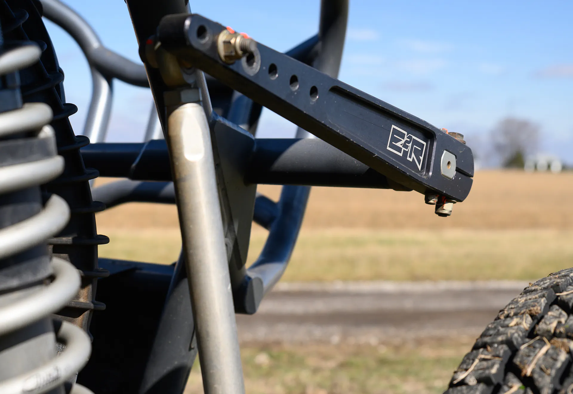 2024 Can-Am Maverick X3 Gray Leadbetter Race Car exterior detail  swaybar link driver