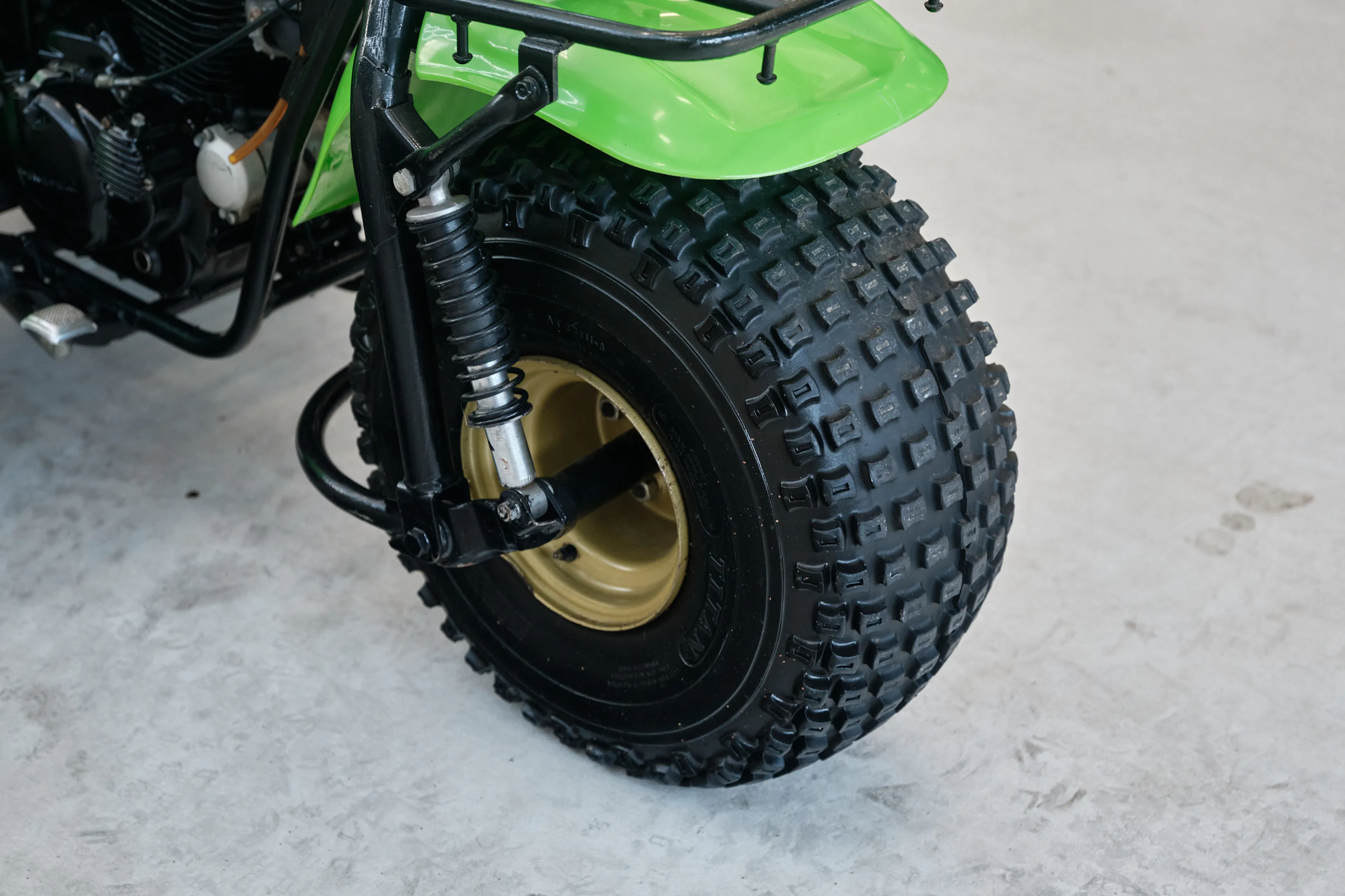 1985 Kawasaki KLT 250 front tire right 3/4