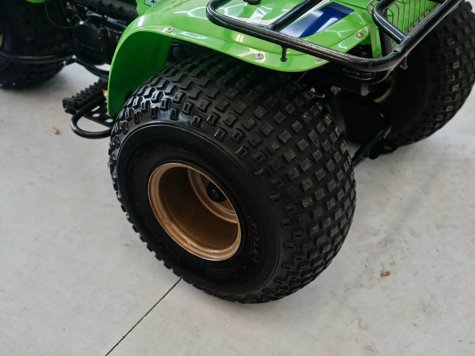 1985 Kawasaki KLT 250 left rear tire high angle rear