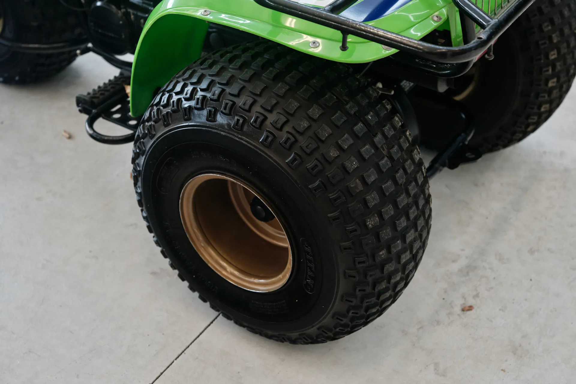 1985 Kawasaki KLT 250 left rear tire high angle rear