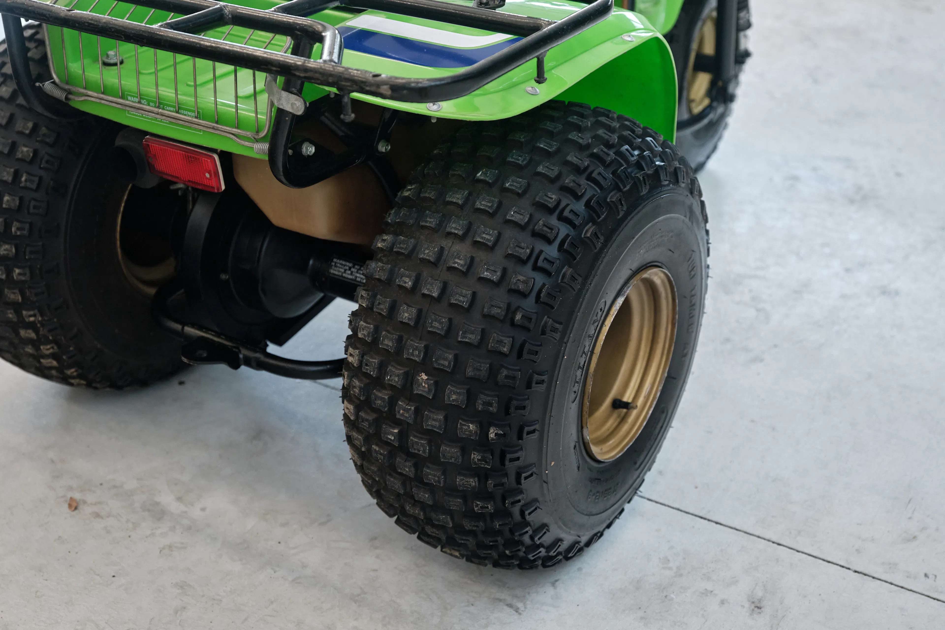 1985 Kawasaki KLT 250 right rear tire rear angle