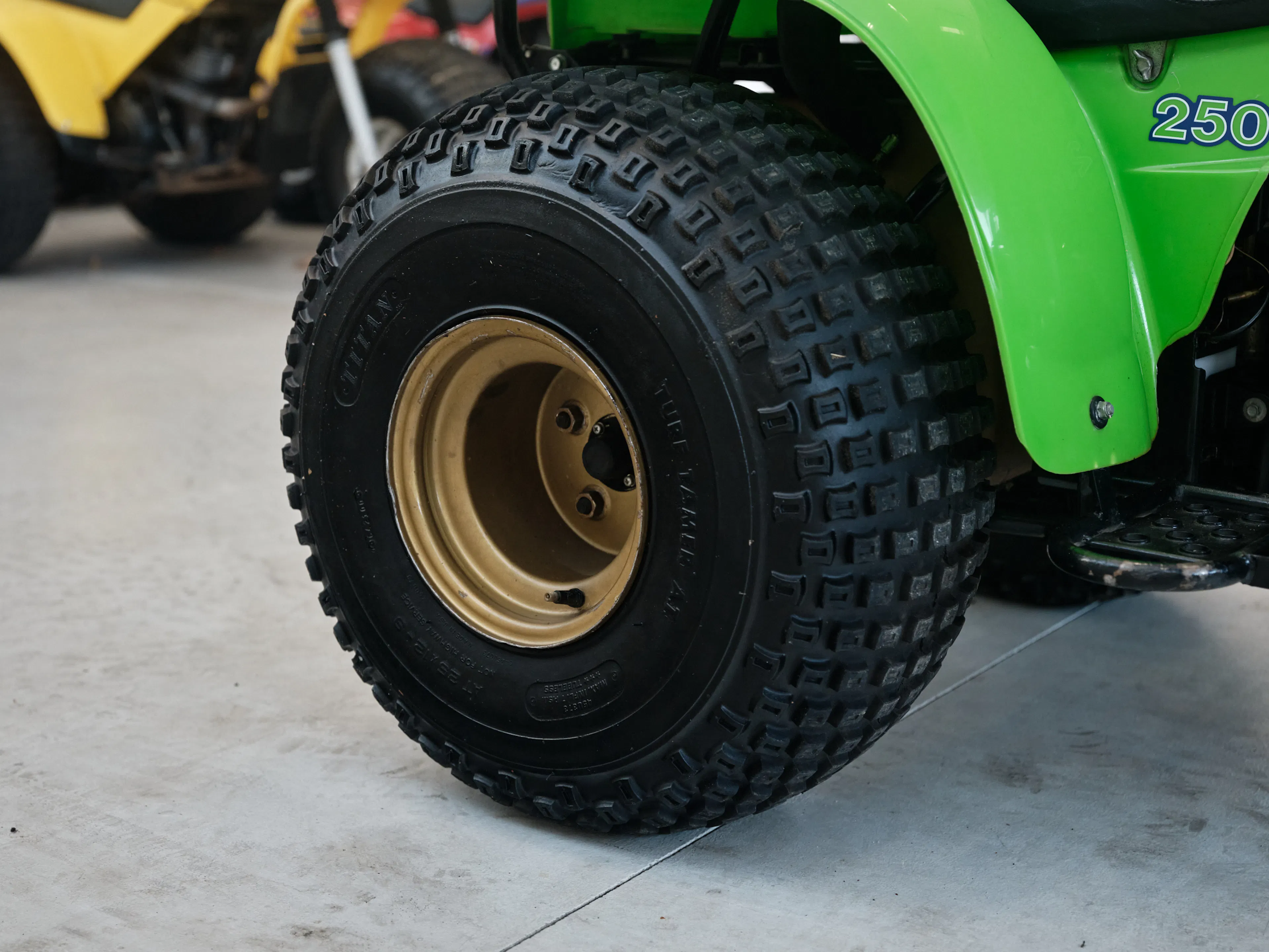 1985 Kawasaki KLT 250 right rear tire front 3/4